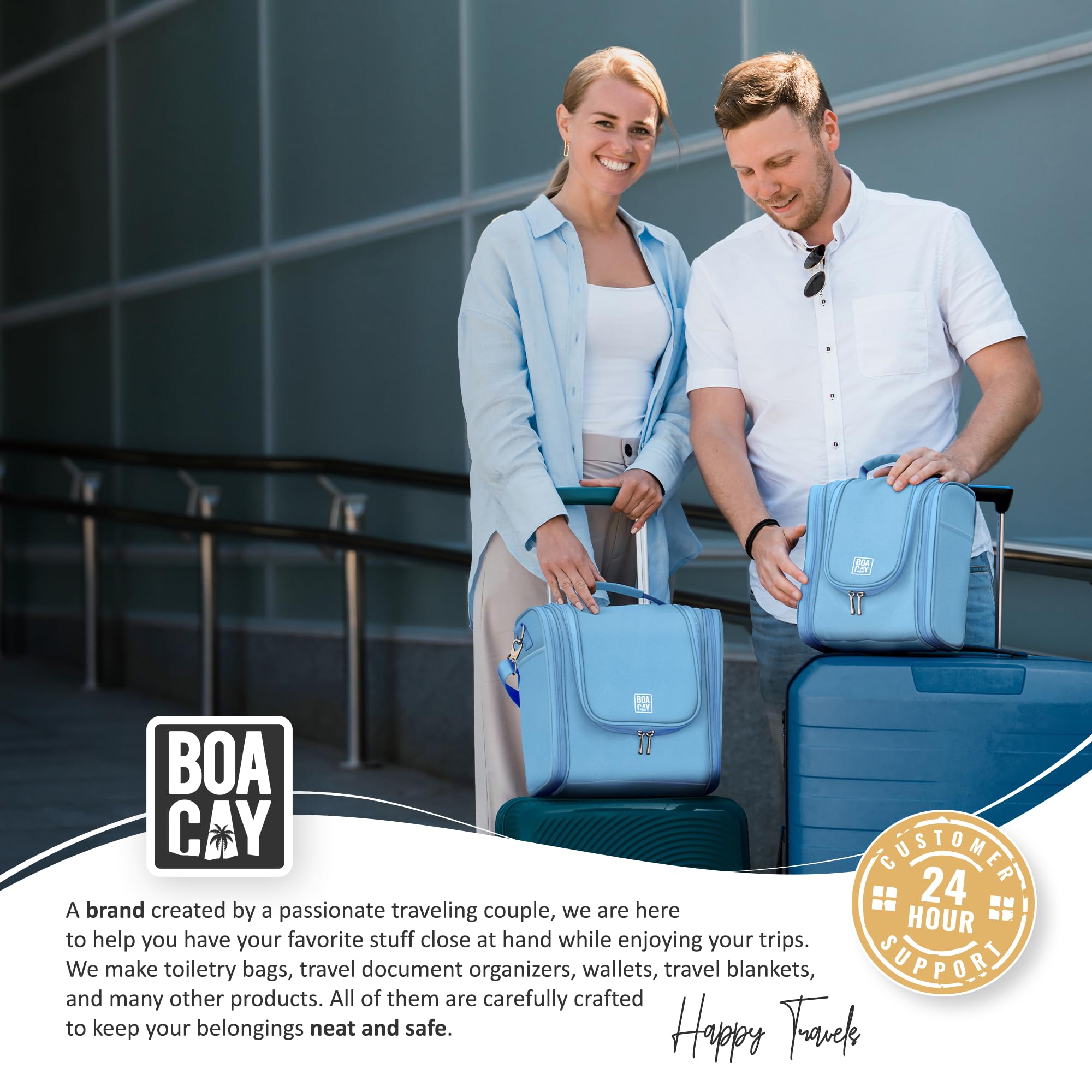 BOACAY Hanging Travel Toiletry Bag for Women & Men - Waterproof Makeup Organizer with 4 Clear Pockets - Perfect for Bathroom, Shower, Camping & Vacation Essentials Storage