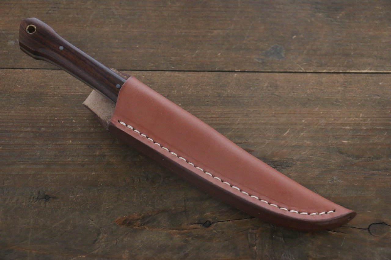 Premium Japanese White Steel No.2 Migaki Finished Hunter Knife - 100mm Blade with Ironwood Handle - Perfect for Outdoor Camping, Hunting & Bushcraft Activities