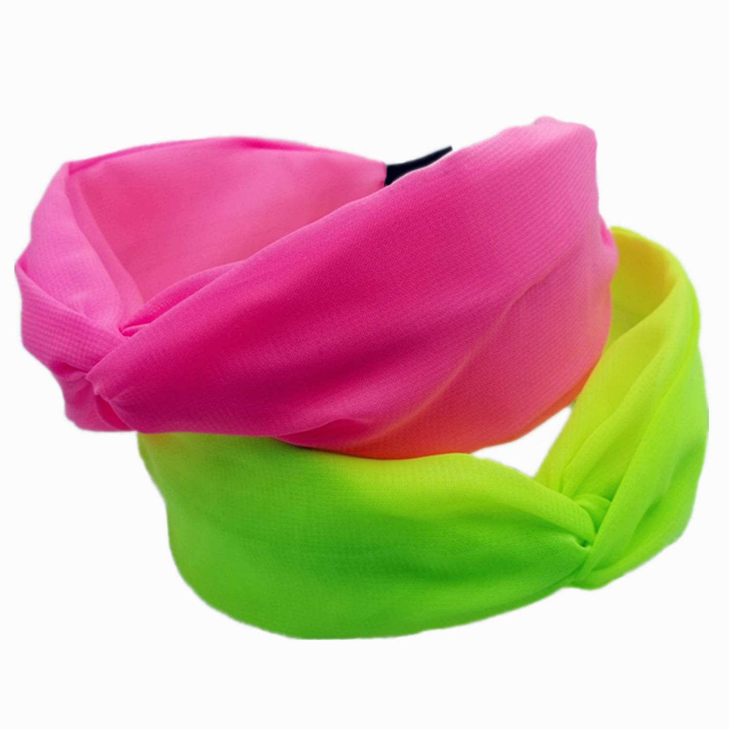 2 Pack Knotted Headbands for Women - Wide Turban Hairbands, Fluorescent Hair Hoops, Fashion Hair Accessories for Women & Girls | Perfect for Yoga, Workouts, and Everyday Styling