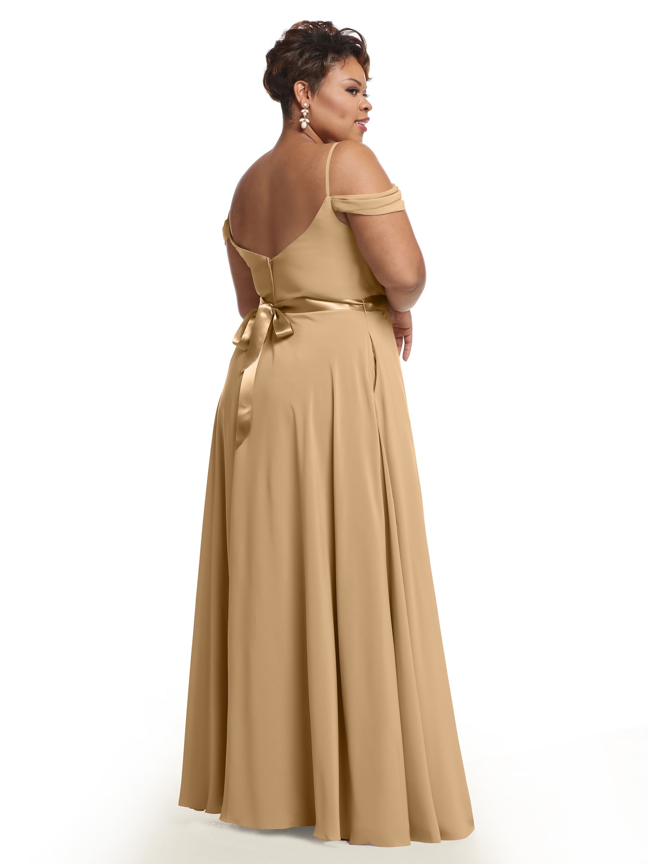 Elegant 80106 Off-The-Shoulder Stretch Chiffon A-Line Bridesmaid Dress with Sash - Perfect for Weddings, Formal Events & Special Occasions