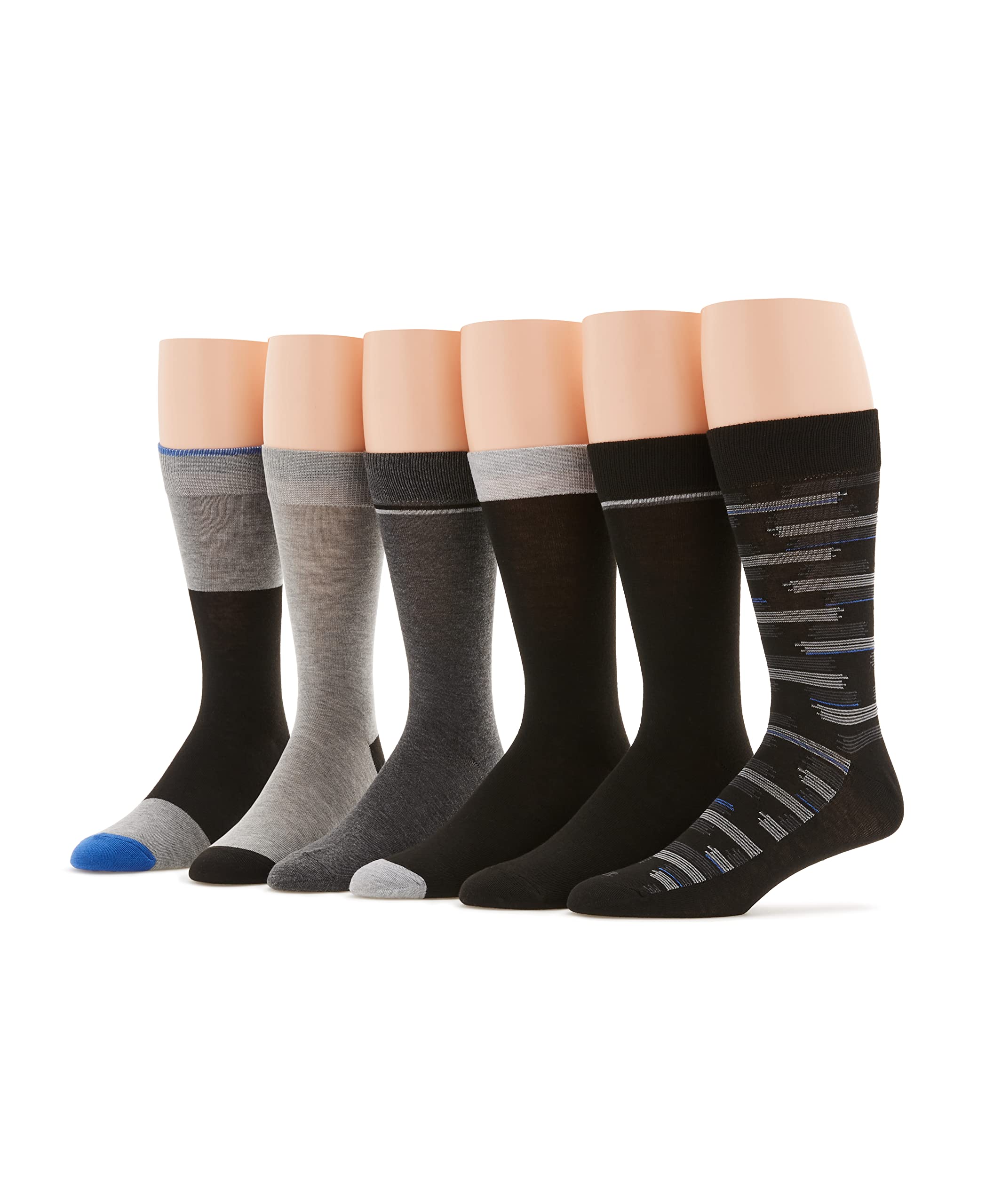 Perry Ellis Men's 6-Pack Comfortable Crew Socks - Soft Cotton Casual & Dress Socks for Work, Gym & Everyday Wear