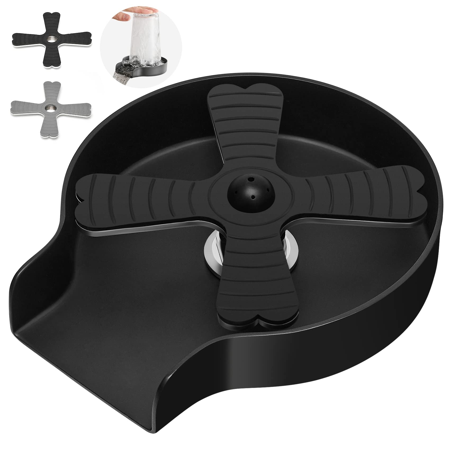 MRT Stainless Steel Glass Rinser for Kitchen Sinks - Black Sink Cup Rinser & Kitchen Accessory - Perfect for Bar, Restaurant, and Home Use