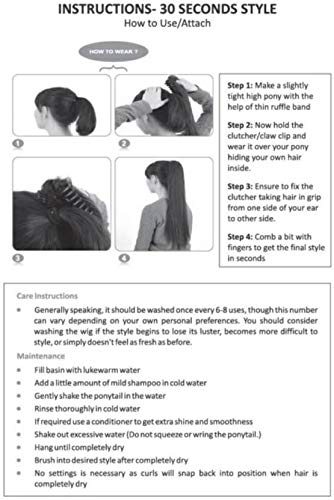 Premium Synthetic Fiber Pema Hair Extensions & Wigs - Instant Volume Ponytail Clip-in (Black) | Perfect for Parties, Weddings & Daily Styling