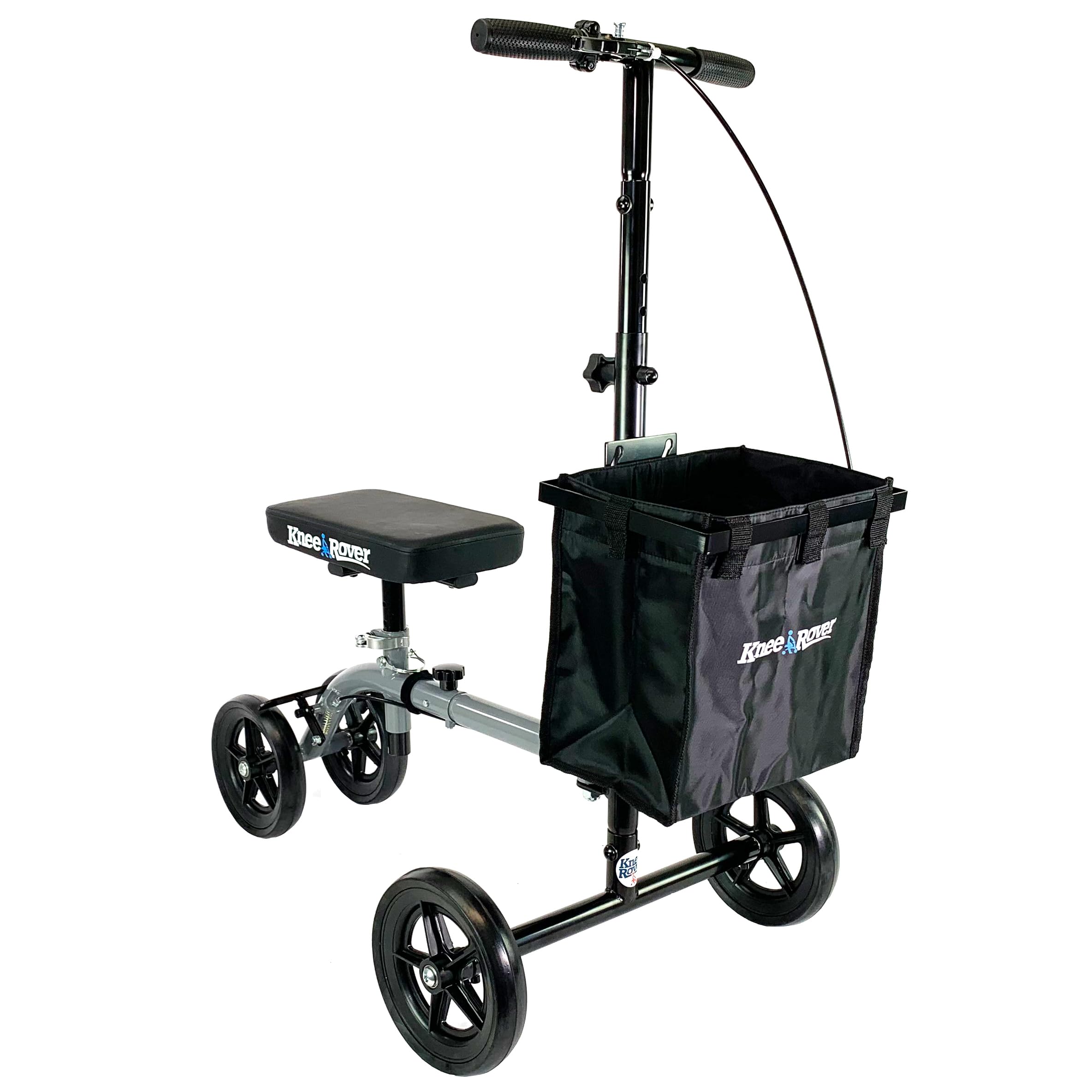 KneeRover Ultra Lightweight Knee Walker Scooter for Adults - Steerable Mobility Aid for Foot Surgery, Broken Ankle & Leg Injuries with Convenient Basket (Gray) | Ideal for Post-Surgery Recovery & Daily Mobility Assistance