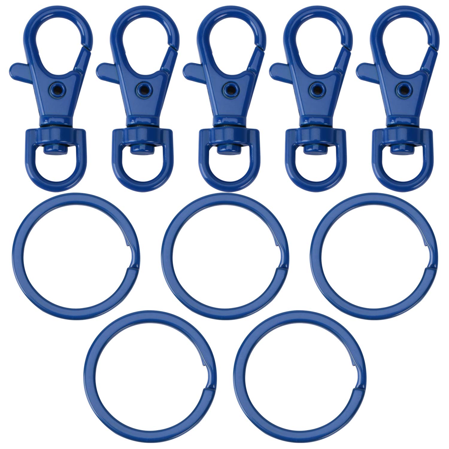 5-Pack Blue Lobster Clasp Key Rings for Keys, Jewelry & Crafts