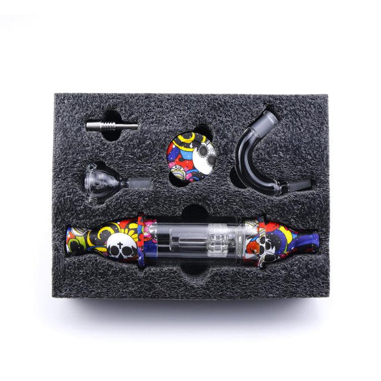 5 in 1 Multifunctional Glass Silicone Tube Pipe with Titanium Nails - Top Tower Smoke Accessory for Dabbing | Portable & Lightweight Design for Travel & Home Use