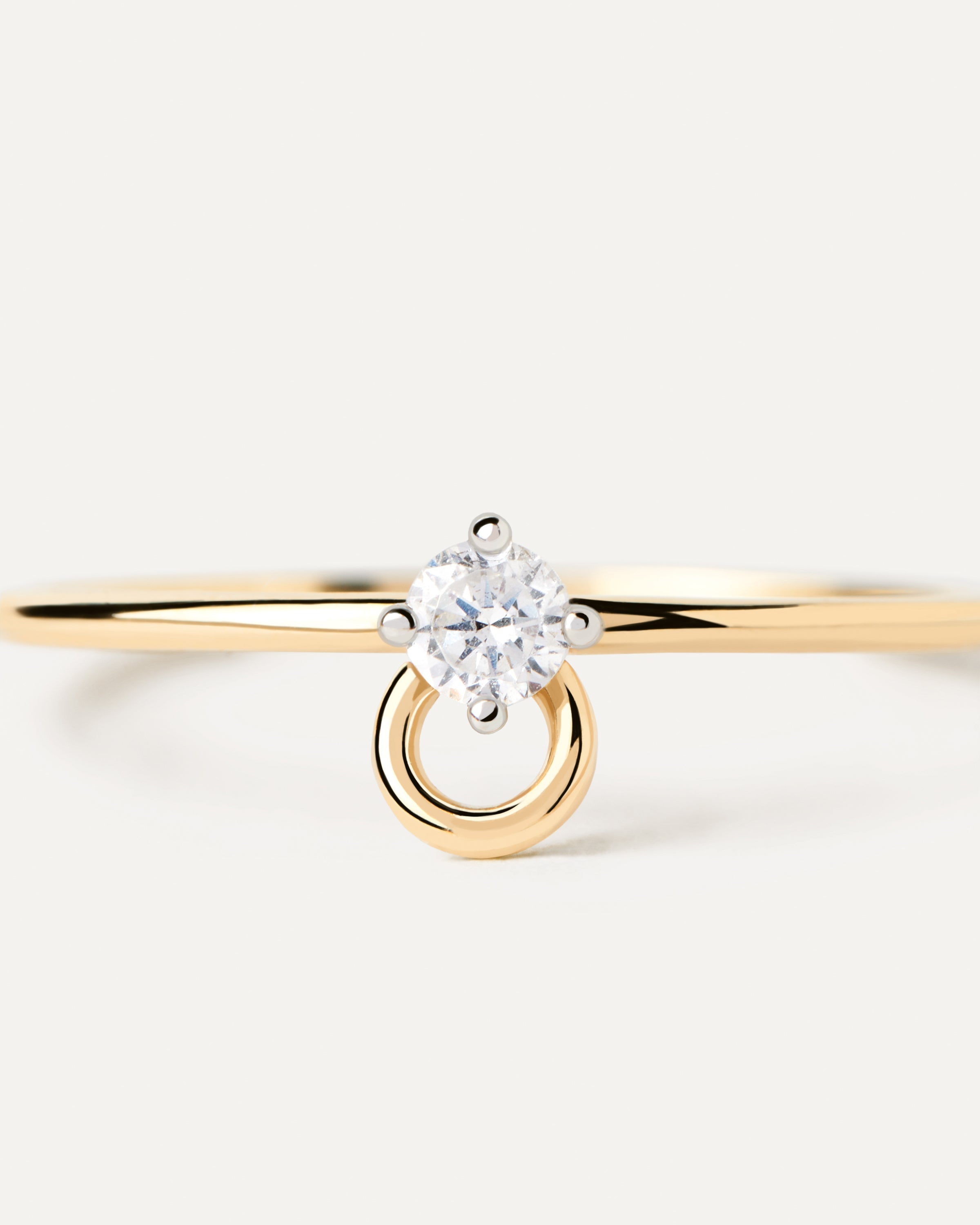 GRID3 Diamond and Gold Solitaire Ring for Women - Elegant 14K White Gold Engagement Wedding Band - Perfect for Proposals, Anniversaries, and Special Occasions