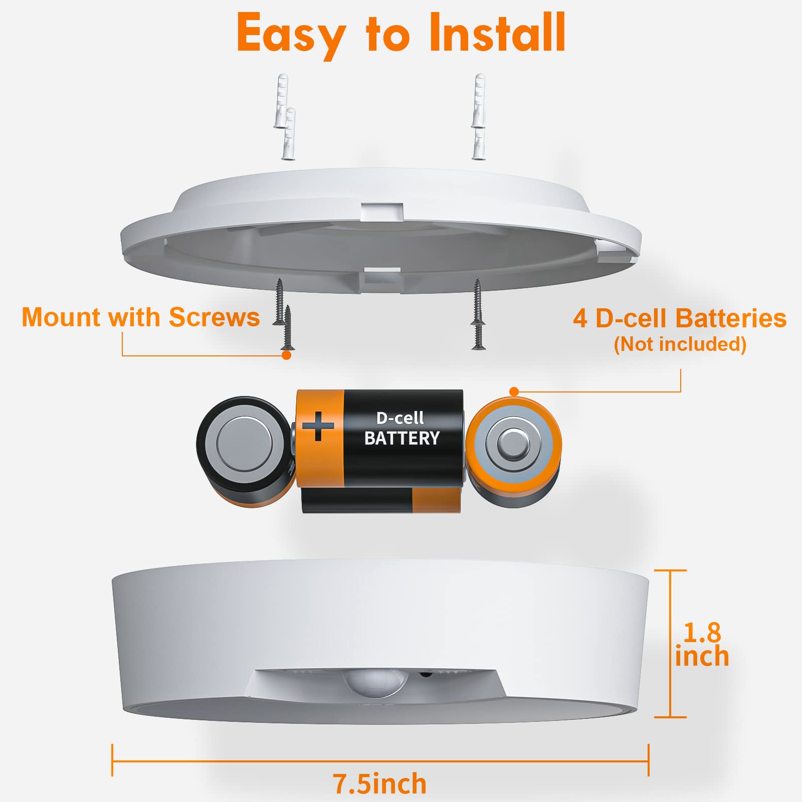 BLS Motion Sensor Ceiling Light with Remote - 120 LED Battery Operated Wireless Light, 400LM Motion Activated Closet Light for Shed, Laundry, Stairs, Garage, Bathroom, Shower & Porch - Perfect for Dark Spaces & Hands-Free Lighting