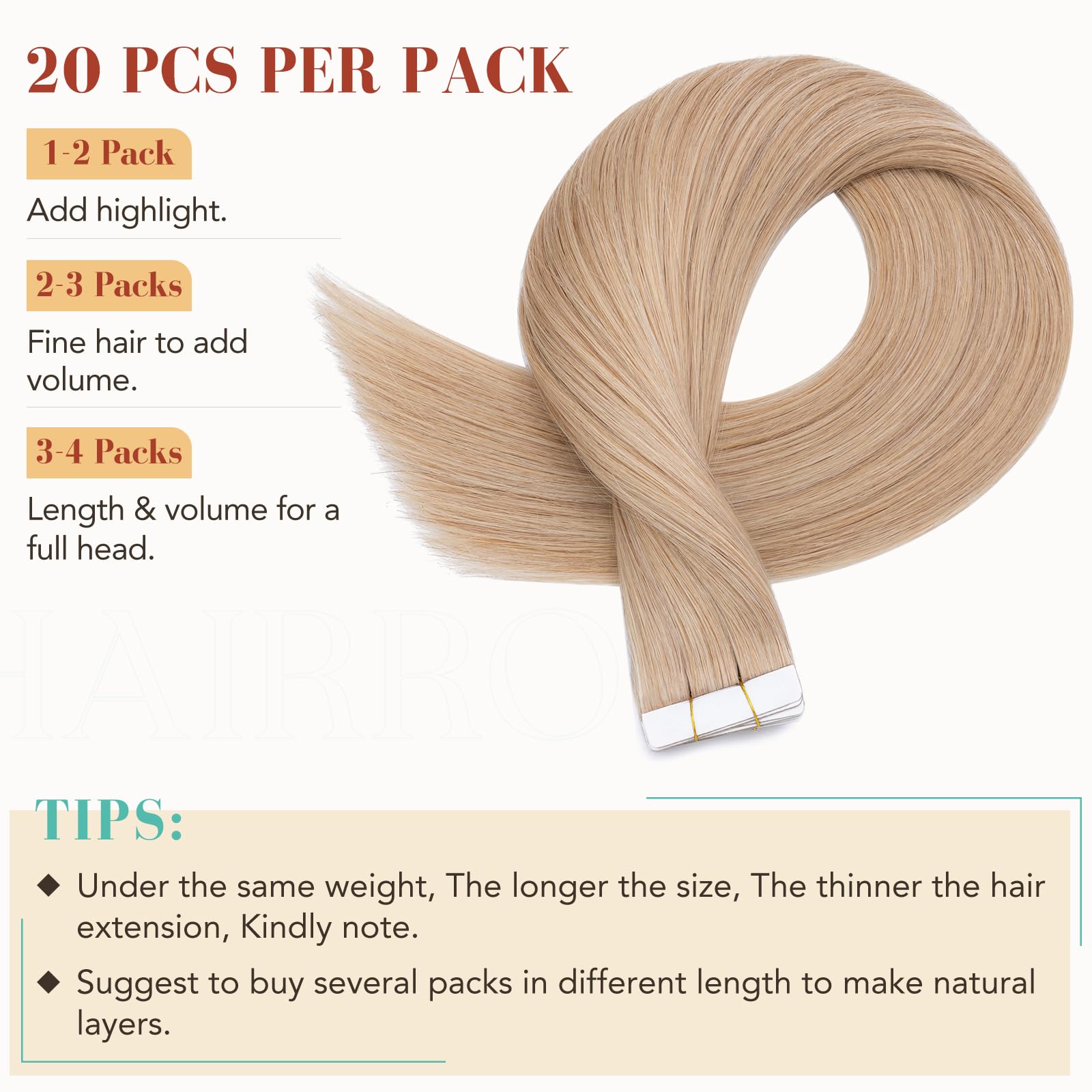 Premium Remy Human Hair Tape In Extensions 18 Inch 50g 20pcs #27 Dark Blonde - Skin Weft Adhesive for Natural Look & Volume | Perfect for Daily Wear, Parties & Special Occasions