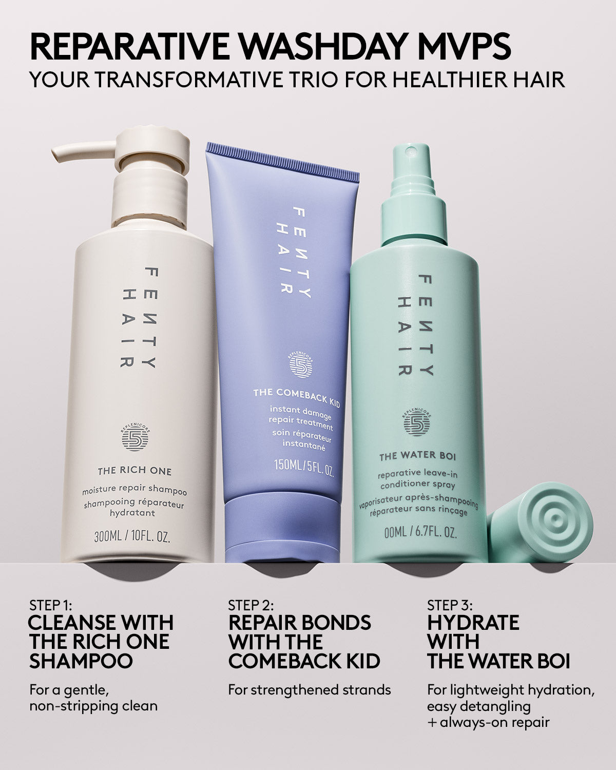 The Water Boi Reparative Leave-In Detangling Conditioner Spray - Hydrating Hair Treatment for Dry, Damaged Hair - Perfect for Daily Use & Post-Workout Refreshment