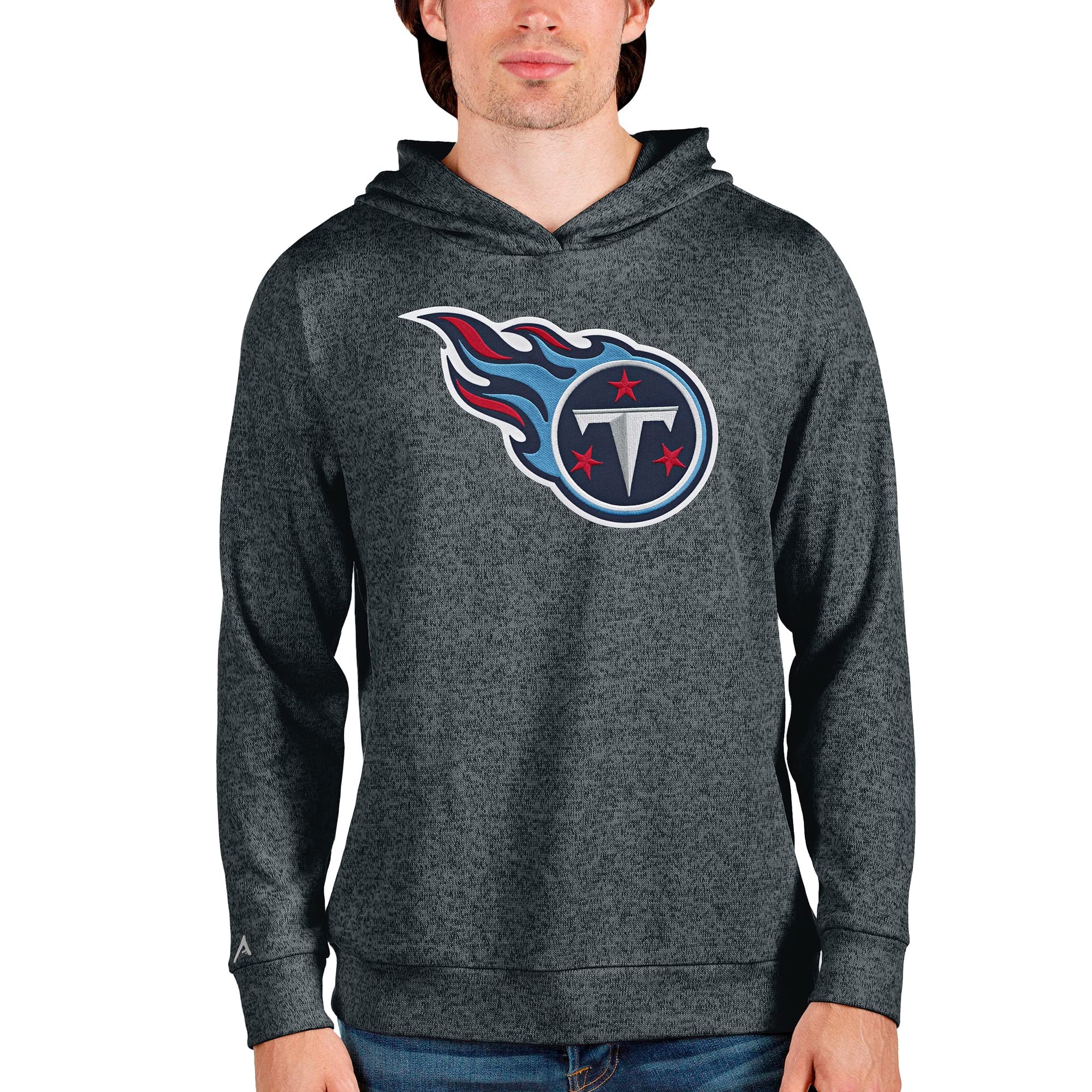 Antigua Men's Heathered Absolute Pullover Hoodie - Soft Cotton Blend Fleece Sweatshirt for Casual Wear & Outdoor Activities | Warm Comfortable Hooded Sweater for Gym, Running, and Everyday Use