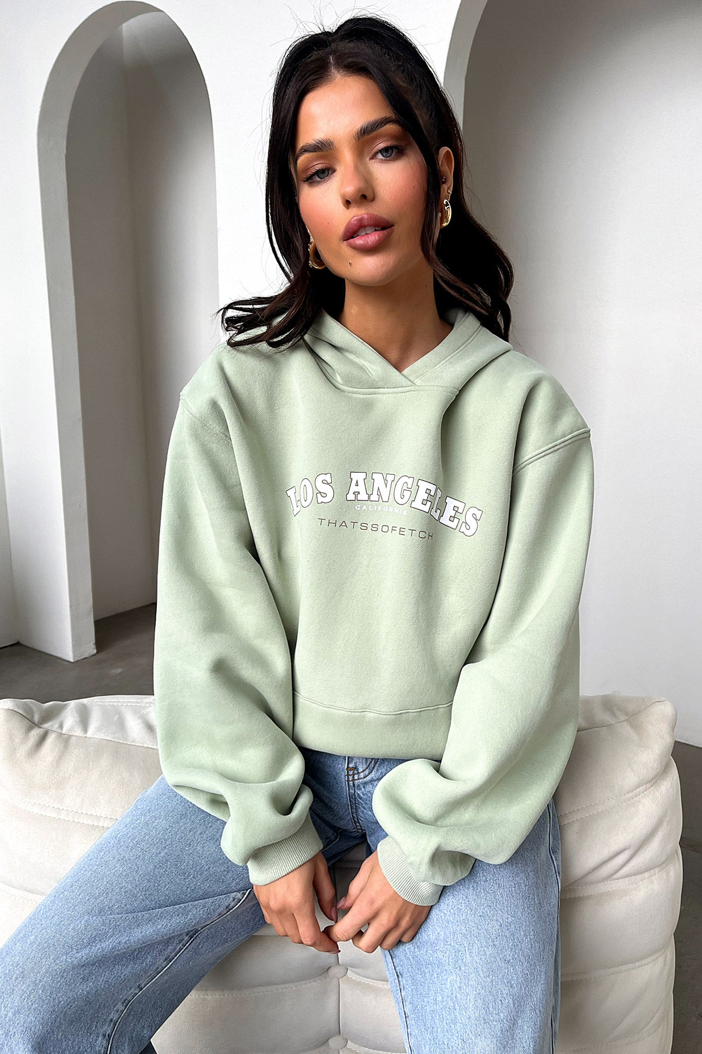 Los Angeles Hoodie for Men & Women - Soft & Comfortable Sage Green Pullover Sweatshirt - Perfect for Casual Wear, Street Style & Outdoor Activities