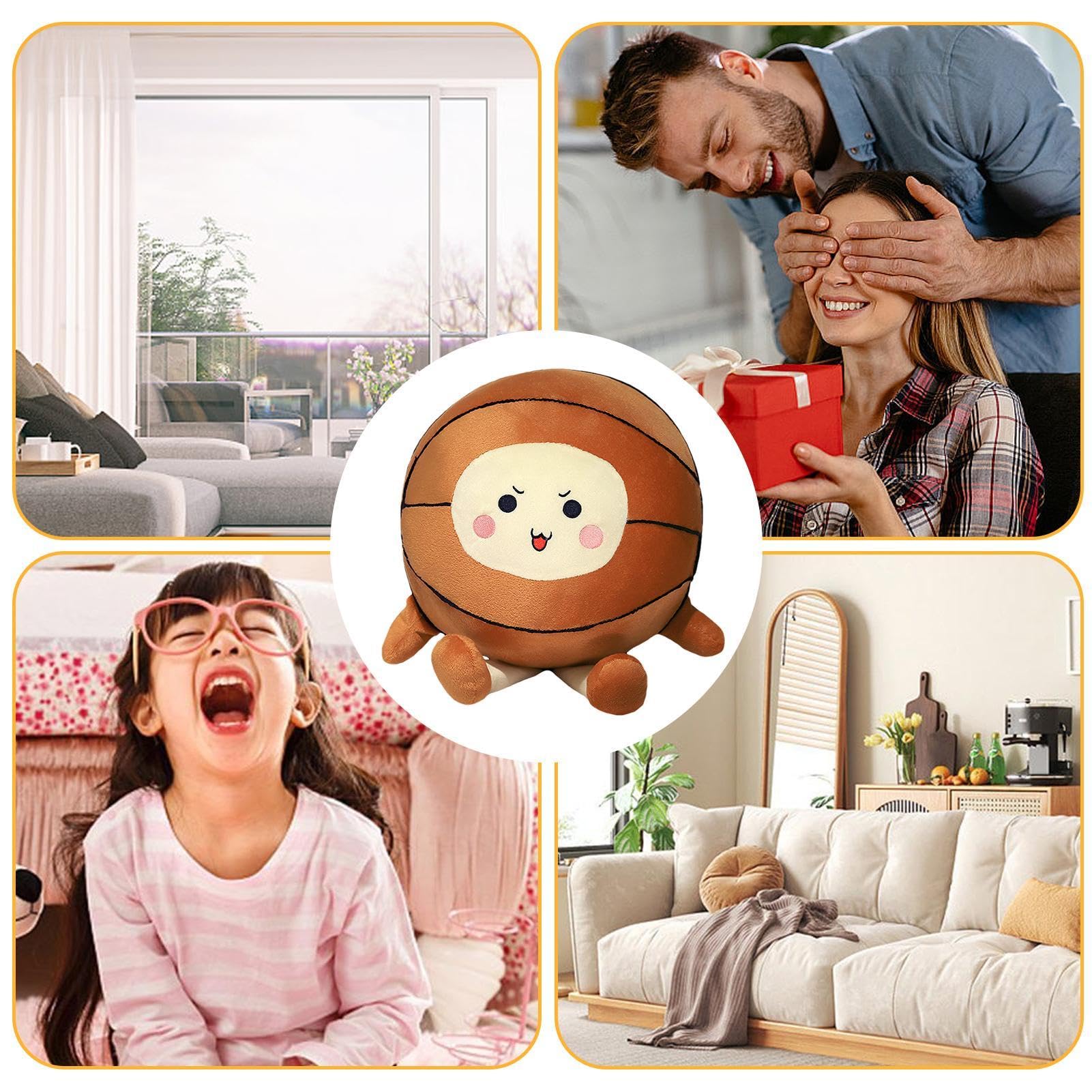 Cute Plush Basketball Pillow Toy - Safe, Durable & Portable for Kids Room Decor