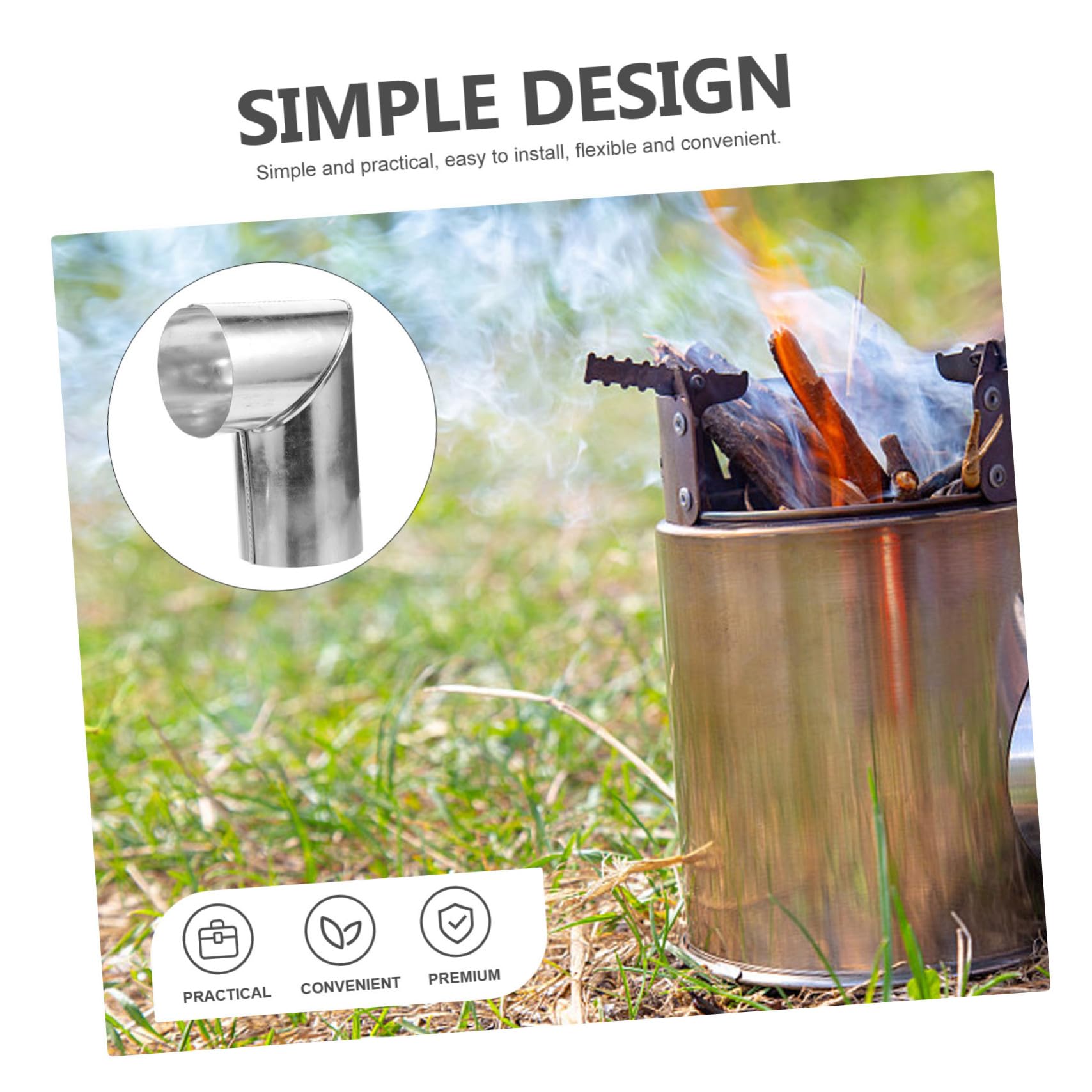 MUCKLILY Chimney Pipe Accessories - Smoke Pipe Elbow, Tent Wood Stove Hose, Camping Heating Stove Pipe, Exhaust Pipe, Smoke Vent, Ground Pot, Stainless Steel Exhaust - Perfect for Camping, RV, Outdoor Heating & Wood Stoves