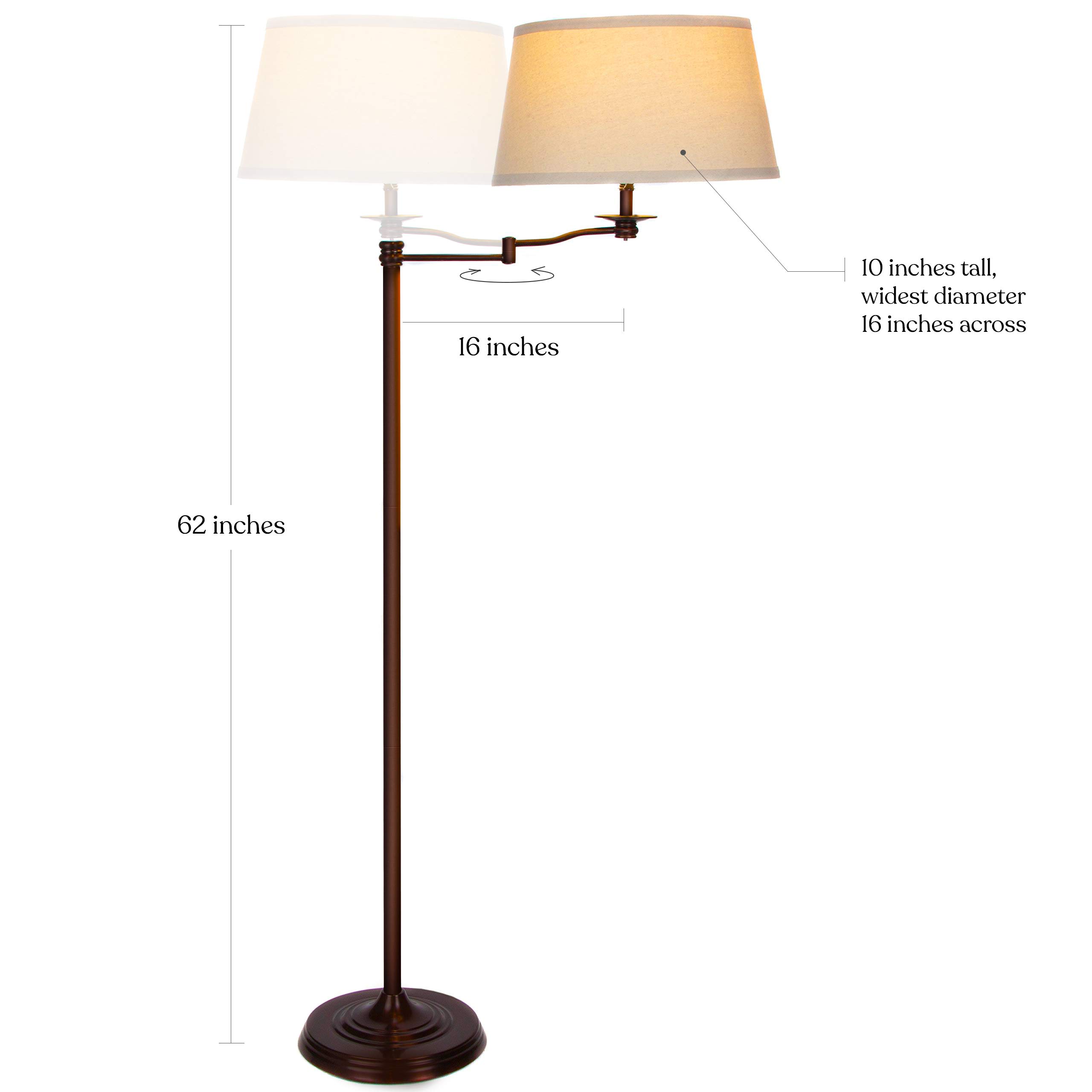 Brightech Caden LED Floor Lamp - Adjustable Swing Arm Standing Light for Living Room, Office & Bedroom - Industrial Bronze Finish - Perfect for Reading, Working & Ambient Lighting