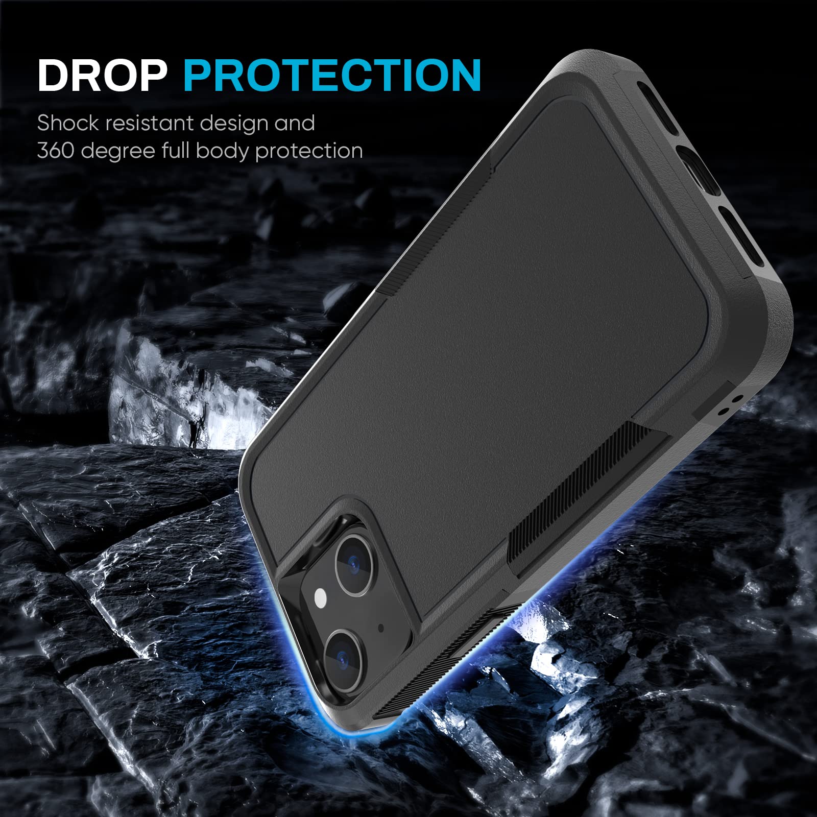 MAXCURY Rugged Protective Case for iPhone 14 & 13 - Anti-Scratch, Anti-Fingerprint, Shockproof Cover with Full-Body Protection (Black) - Perfect for Outdoor Adventures, Work & Daily Use