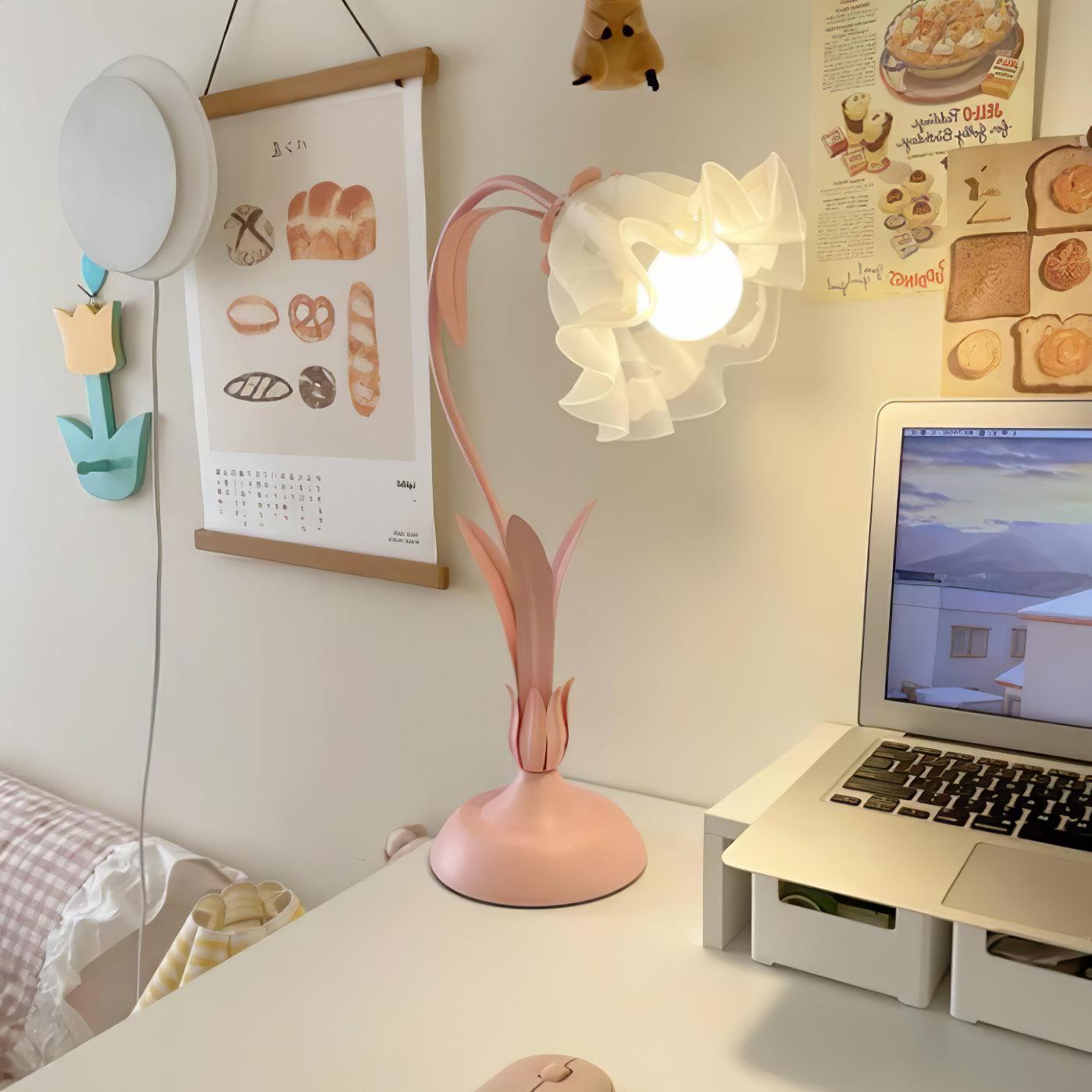 Lily of the Valley Table Lamp - Elegant Floral Nightstand Light for Bedroom, Living Room & Office Decor - Perfect for Reading, Relaxing & Creating Cozy Atmosphere