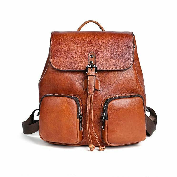 Genuine Leather Backpack for Travel & School - Unisex Tote Bag (Brown) - Perfect for Commuting & Campus Life