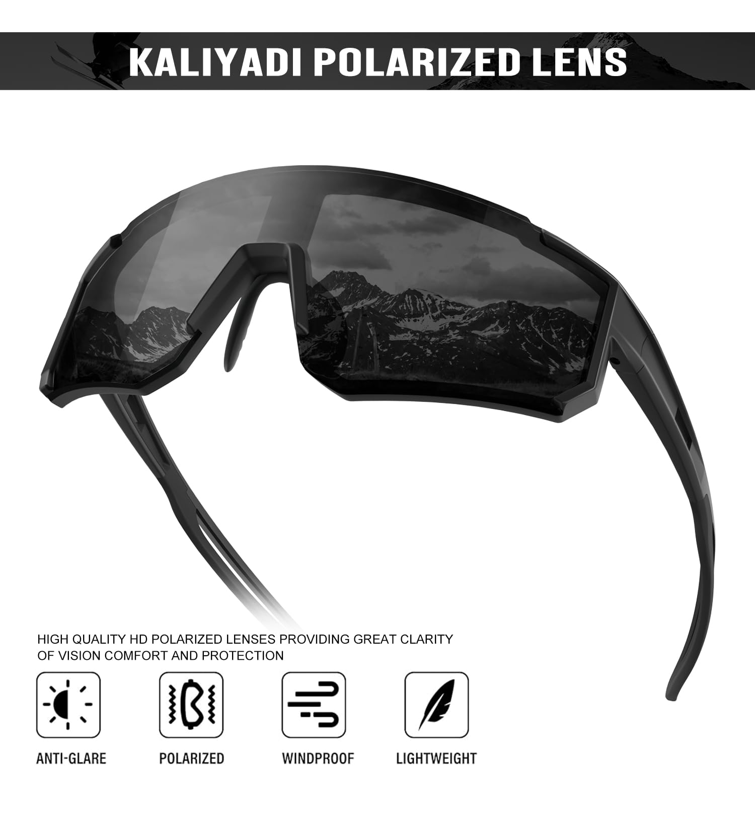 KALIYADI Polarized Sports Sunglasses for Men & Women - UV Protection Running Cycling Driving Fishing Sunglasses - Perfect for Outdoor Activities, Sports, and Travel