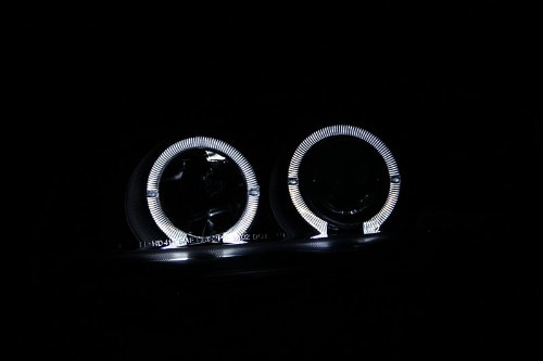 AnzoUSA 121320 Black Projector Halo LED Headlights for Honda Civic - Pair - High Performance Aftermarket Headlights for Night Driving & Custom Car Styling