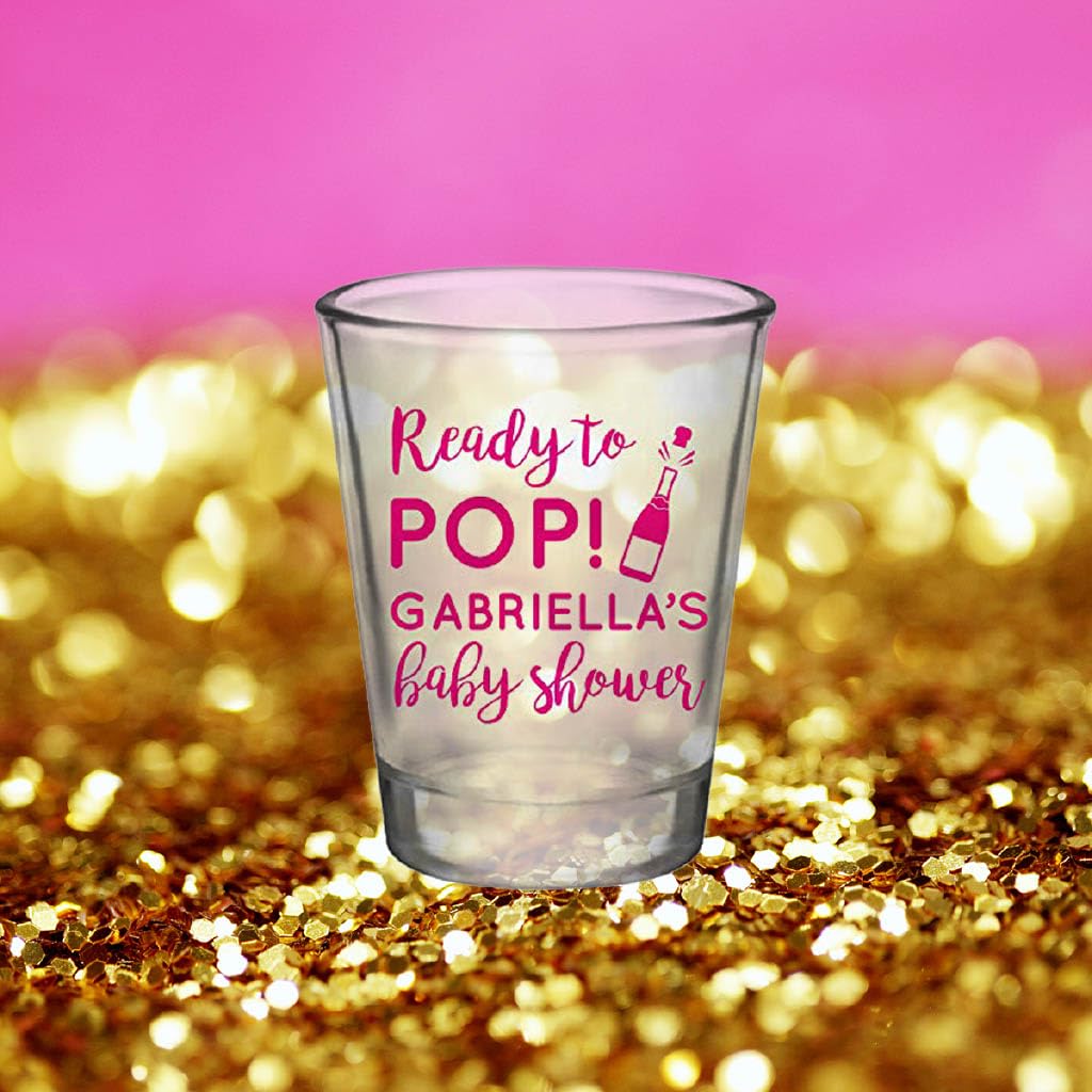 Personalized Baby Shower Favors - Custom Shot Glasses for Baby Showers, Gender Reveals & Sprinkle Parties - Ready to Pop Babyette Gifts - Perfect for Diaper Parties & Celebrations - Great for Party Decorations & Unique Keepsakes