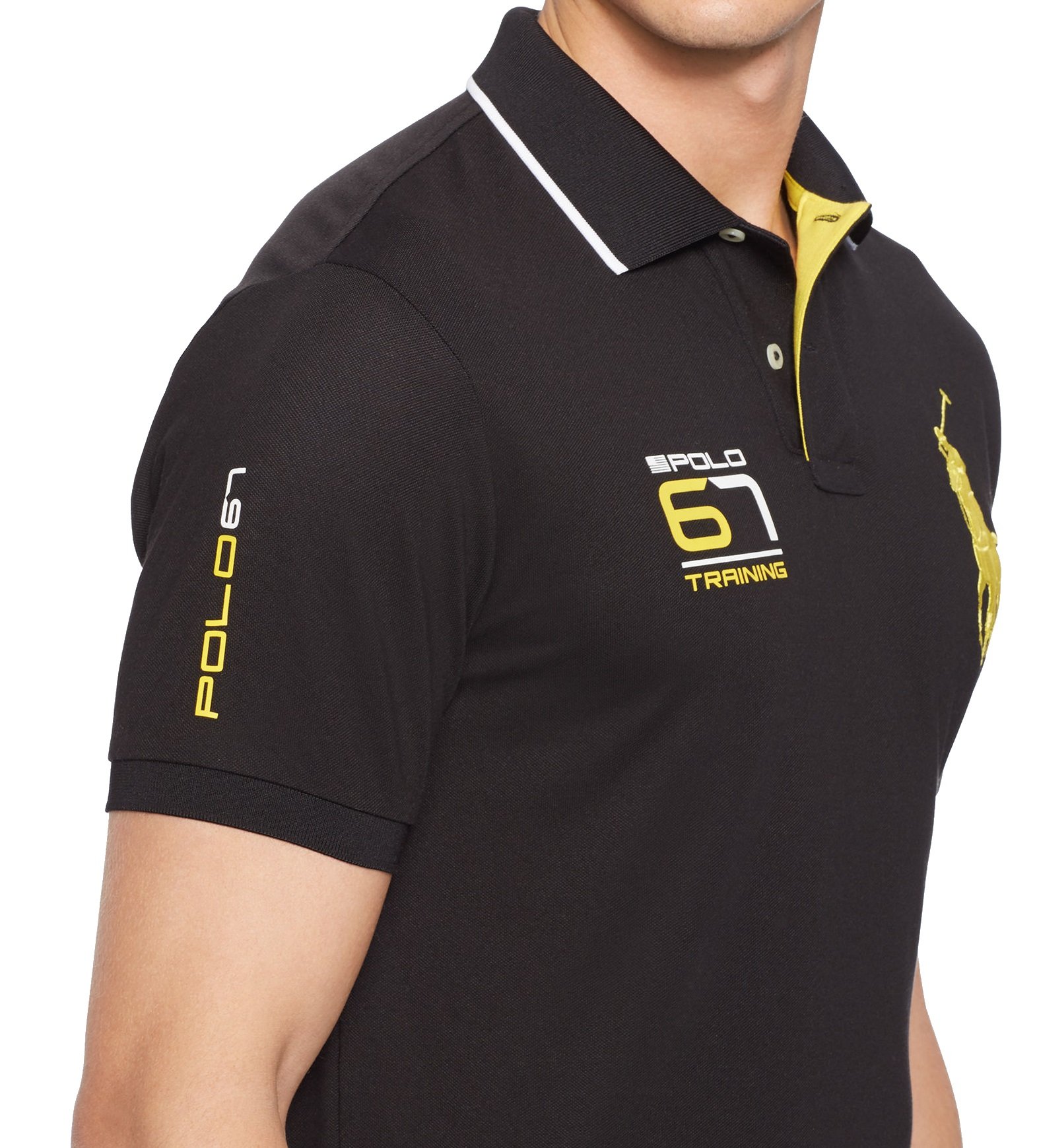 Ralph Lauren Men's Performance Mesh Polo Shirt - Short Sleeve Moisture-Wicking Golf Shirt, Black, Size Medium - Perfect for Golf, Tennis & Casual Summer Wear