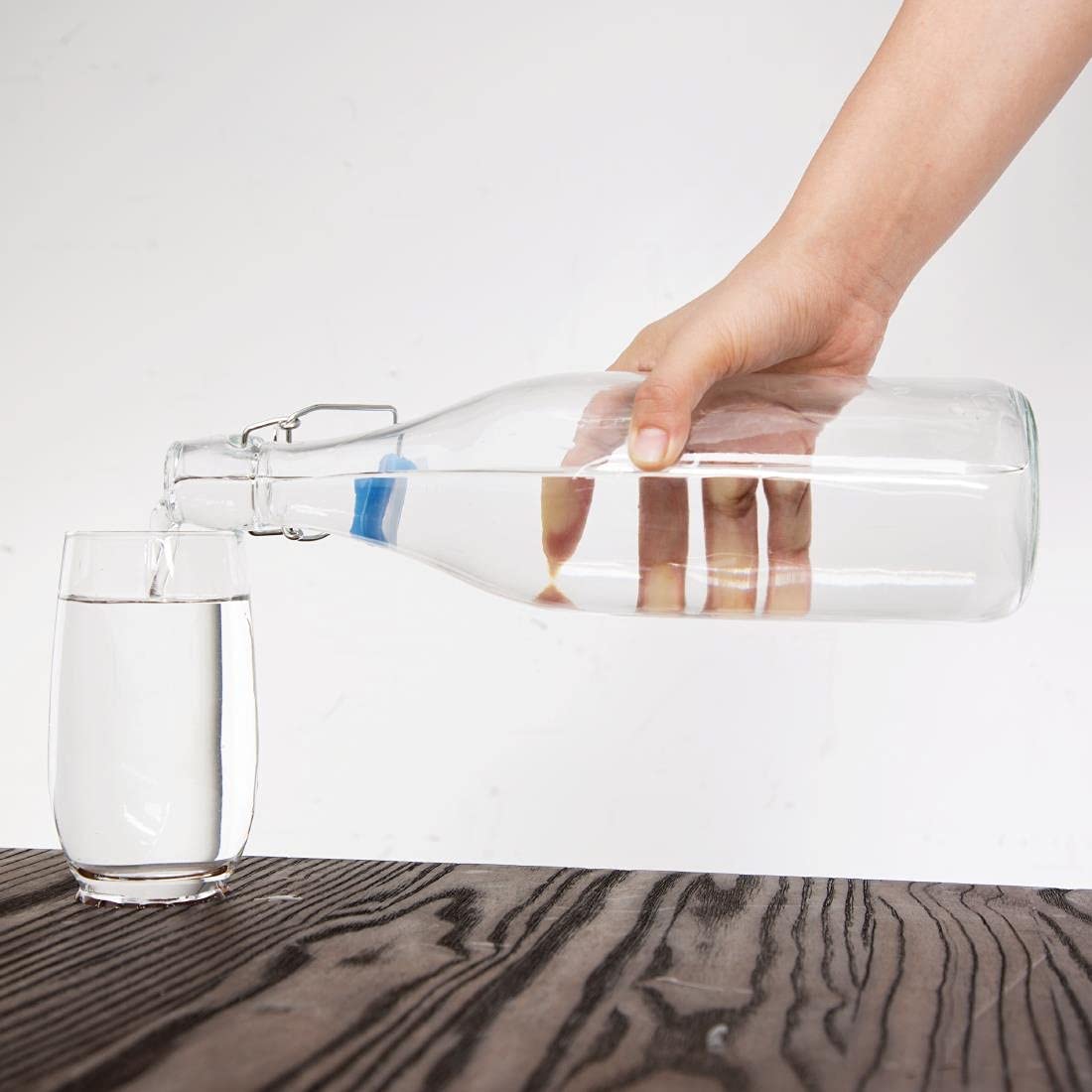 Premium 1.2L Glass Water Bottles with Swing Top Lids - BPA Free, Leak Proof - Set of 6 for Home, Office, Gym & Outdoor Activities
