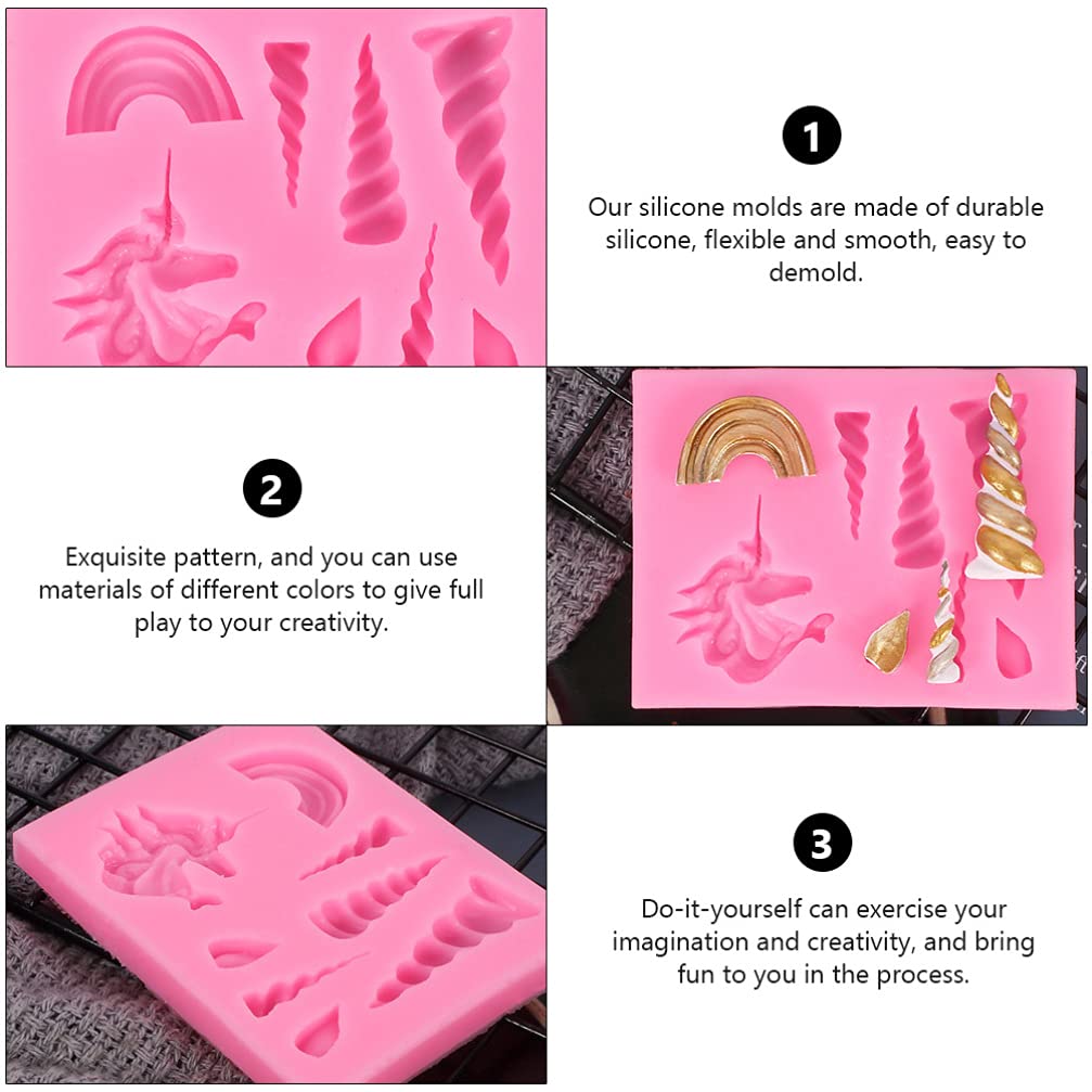 ARTIBETTER 5-Piece Unicorn Silicone Mold Set - 3D Unicorn Horn, Ears & Eyelash Cake Toppers for Fondant, Cupcake & Chocolate Decorations - Perfect for Birthday Parties, Baby Showers & DIY Baking Projects