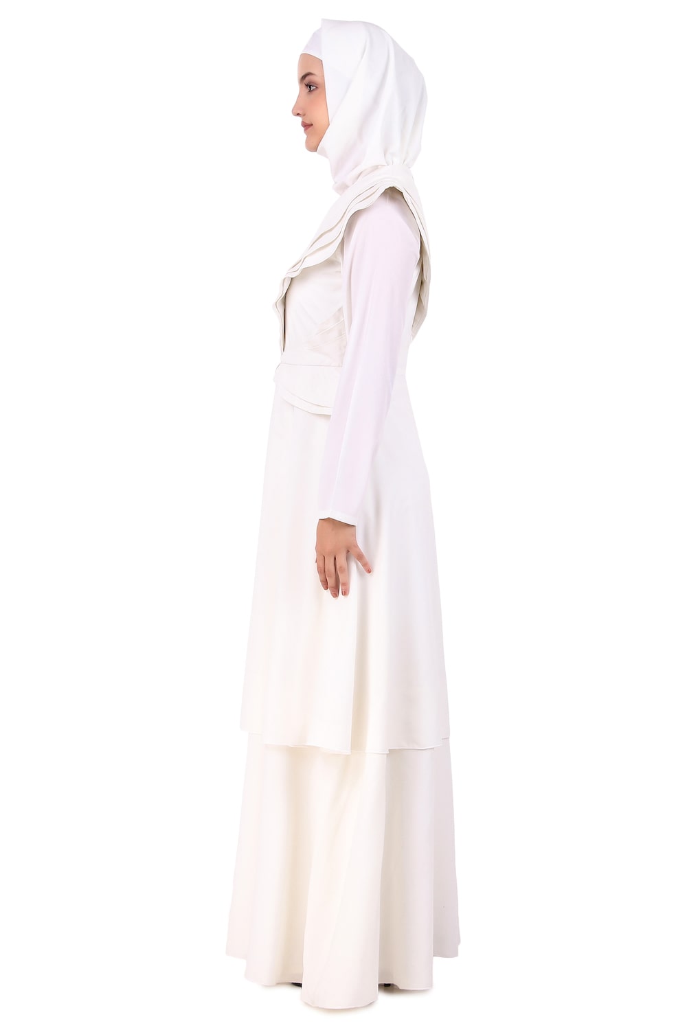 Elegant Designer Royal Look White Abaya for Women - Modest Islamic Dress for Prayer, Wedding & Special Occasions