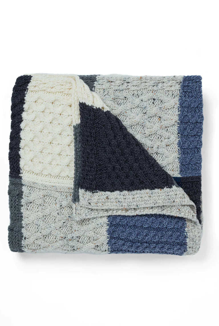 Aran Intarsia Knit Blanket - 100% Wool Handmade Cable Stitch Throw for Cozy Winter Nights | Perfect for Sofa, Bed, and Fireplace Lounging
