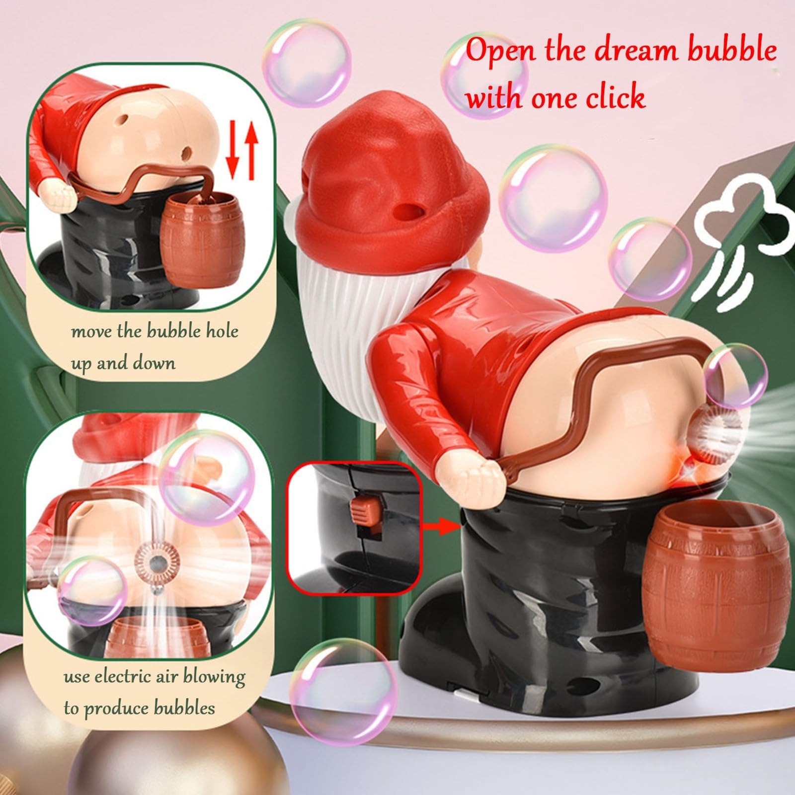 Automatic Bubble Machine with Santa Design - Fun Christmas Bubble Blower Toy for Kids & Adults - Indoor/Outdoor Party Entertainment - Perfect for Birthday Celebrations, Holiday Events & Backyard Play