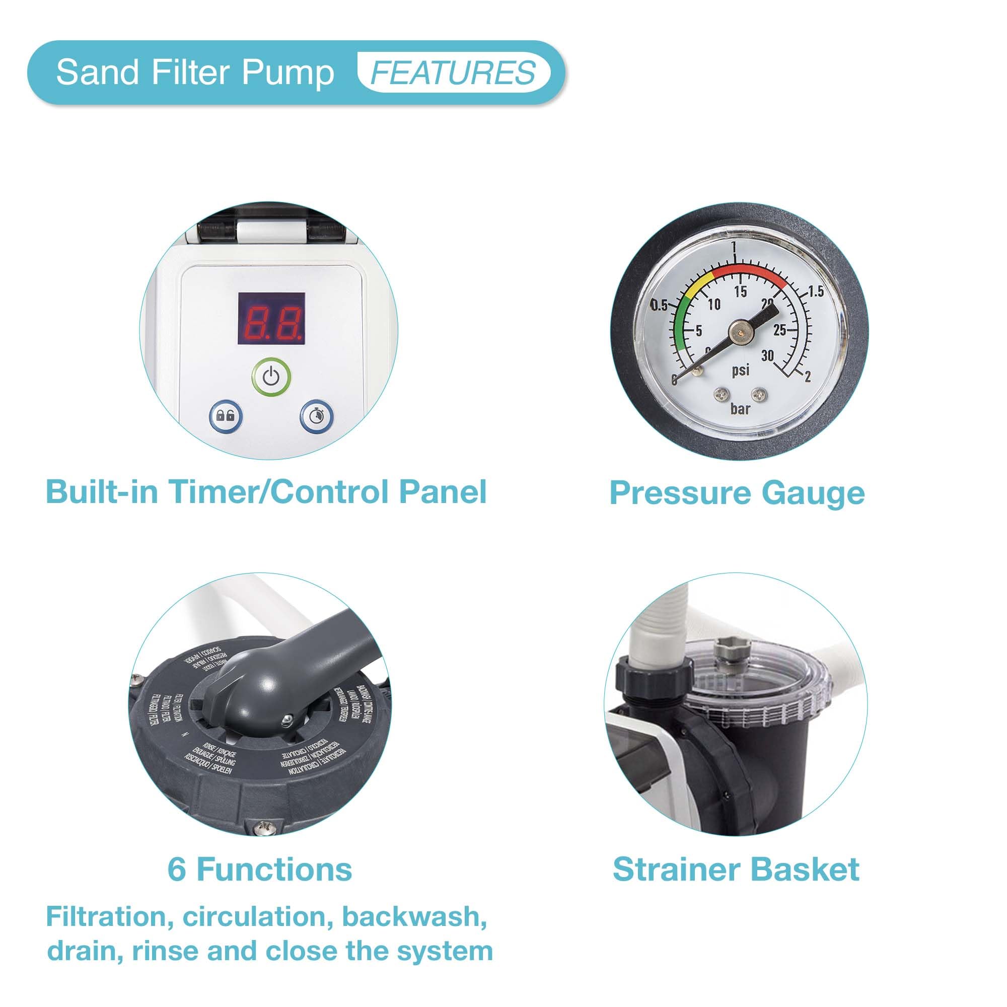Intex 2100 GPH Above Ground Pool Sand Filter Pump with Deluxe Maintenance Kit & 24Hr Timer - Perfect for Backyard Swimming Pools, Summer Water Fun & Easy Pool Cleaning