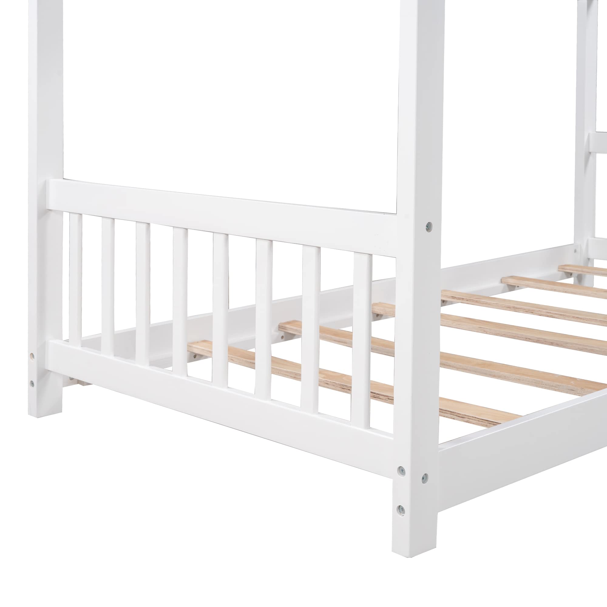 Harper & Bright Designs Wooden House Twin Bed for Kids - White Platform Bed Frame with Headboard & Footboard, Montessori Toddler Bed, No Box Spring Needed - Perfect for Nursery, Bedroom & Playroom Decor