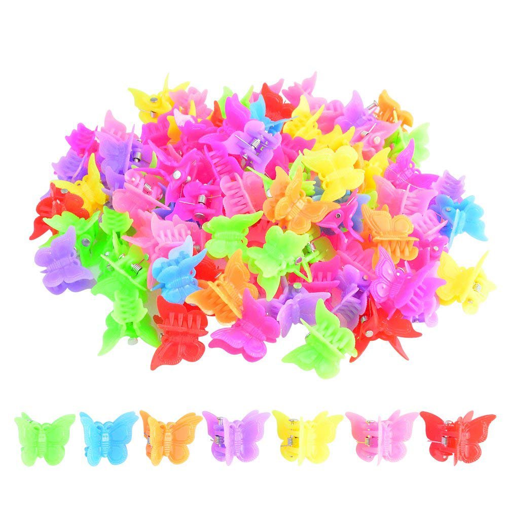 100 Packs Assorted Color Butterfly Hair Clips - Cute Mini Hair Accessories for Girls & Women - Perfect for School, Parties & Daily Styling