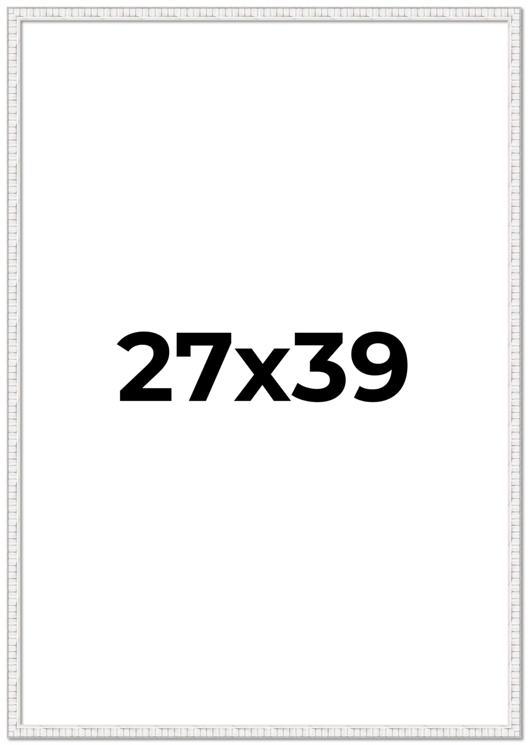 27x39 White Distressed Solid Wood Picture Frame - 0.75