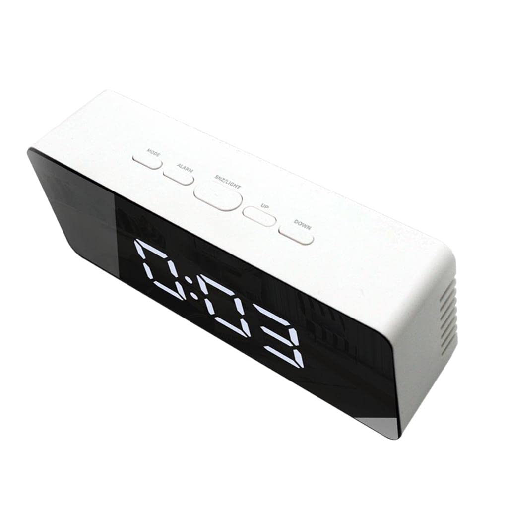 Portable Digital Alarm Clock with LED Display - Travel Desk Clock for Home, Office & Hotel - White & Clear Rectangle Design - Perfect for Travelers, Students & Business Professionals