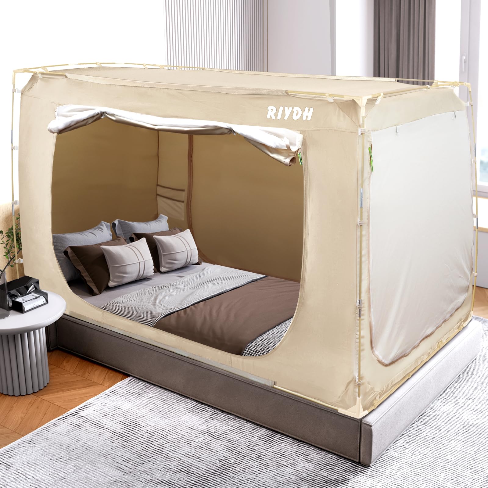 Original Design Full Size Bed Tent Canopy for Adults & Kids - Portable Indoor Sleeping Tent with 70% Blackout, 3 Doors & Breathable Big Space | Perfect for Camping, Sleepovers, Privacy & Relaxation at Home