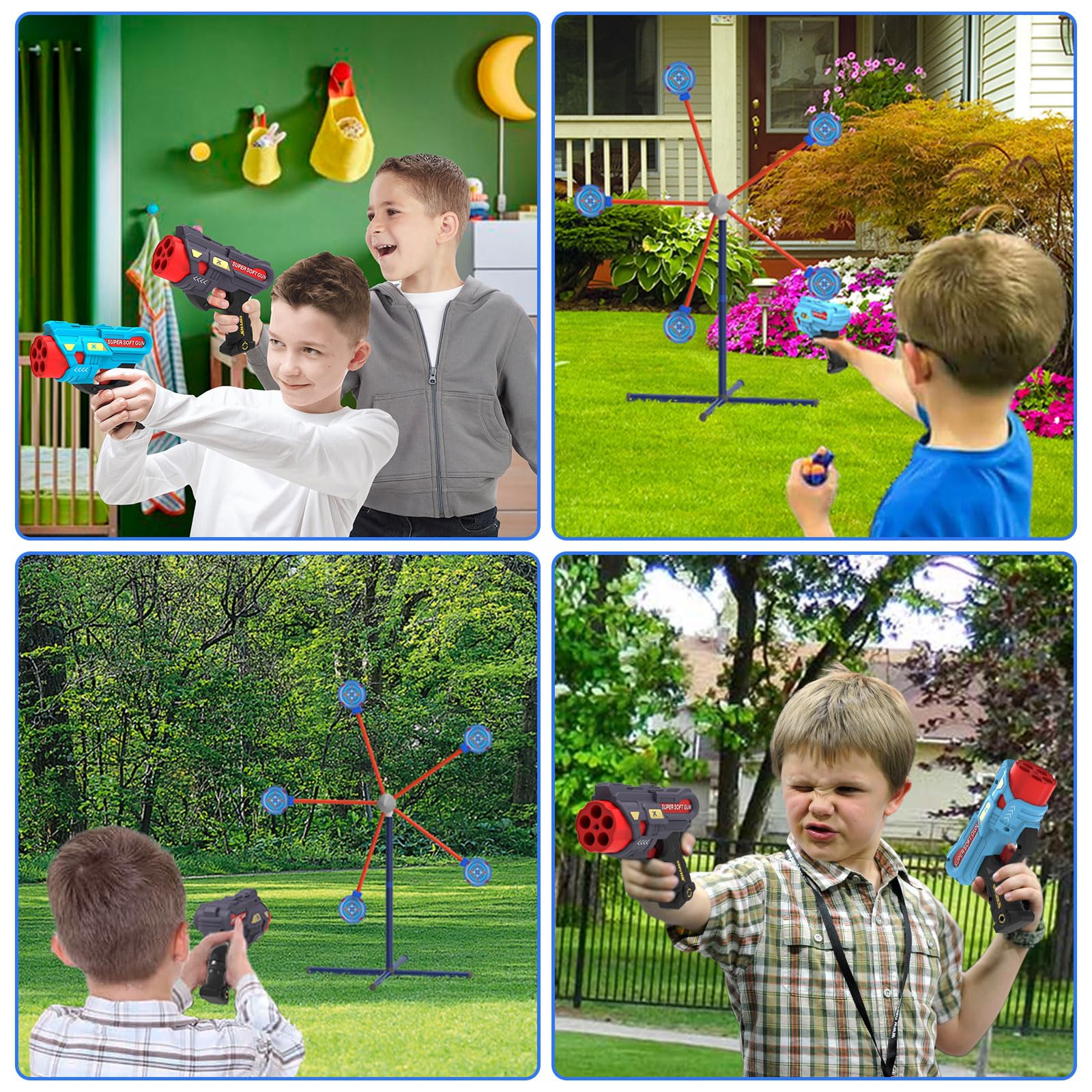 **Nerf-Compatible Foam Dart Blaster Set - 2 Toy Guns with 20 Foam Darts & Rotating Target for Kids Outdoor Shooting Games - Perfect for Boys Age 5-10 - Birthday Gifts, Carnival Games, Backyard Fun**