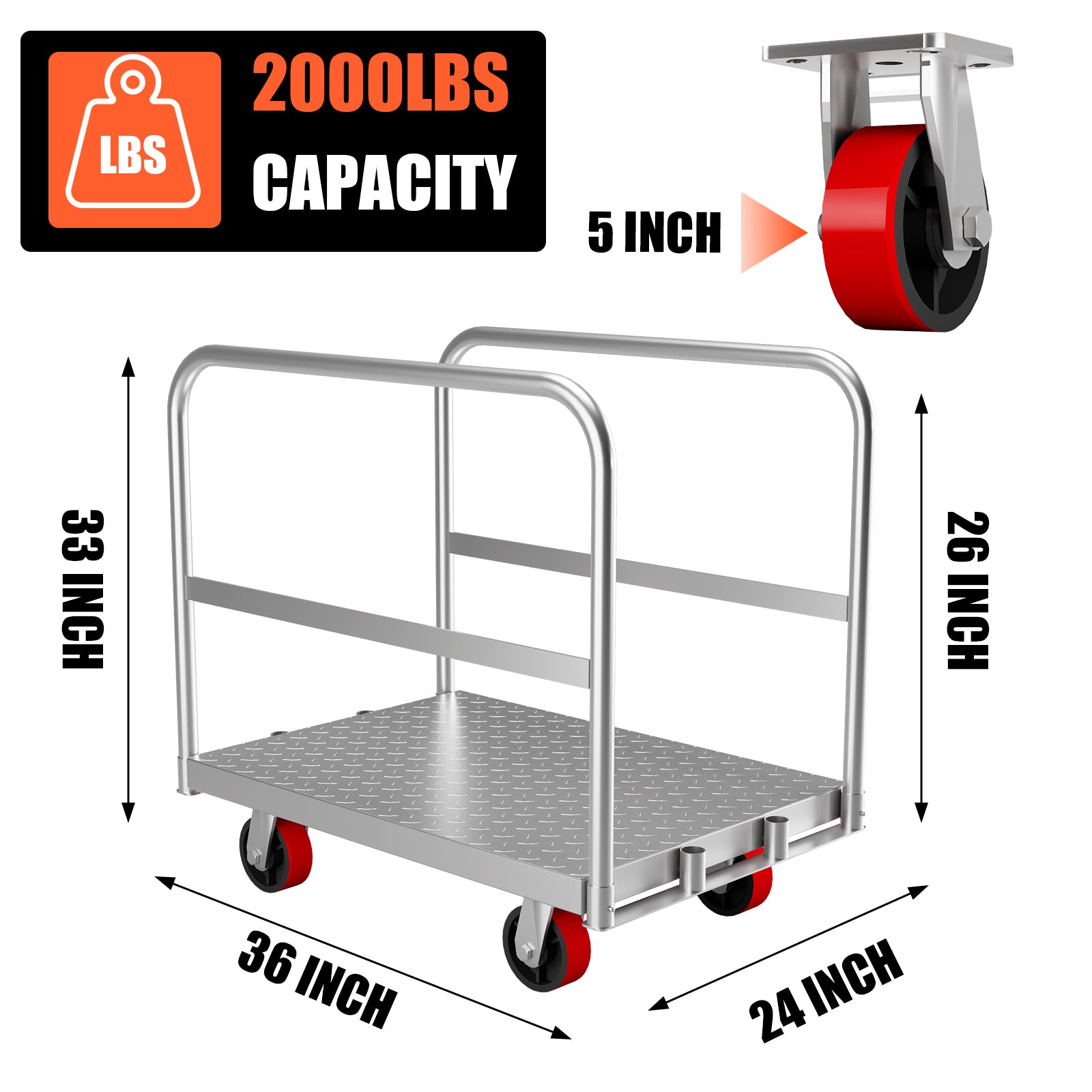 GARVEE 2-in-1 Heavy Duty Steel Panel Truck Cart - 36