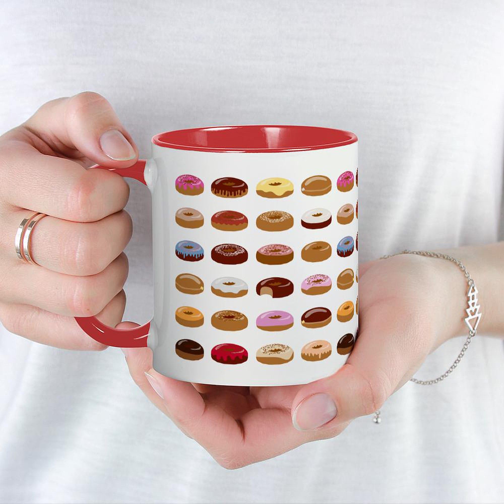 Donut Themed Ceramic Coffee Mug 11 oz (325 ml) - Perfect for Coffee, Tea & Hot Chocolate Lovers - Ideal for Home, Office & Gift Giving
