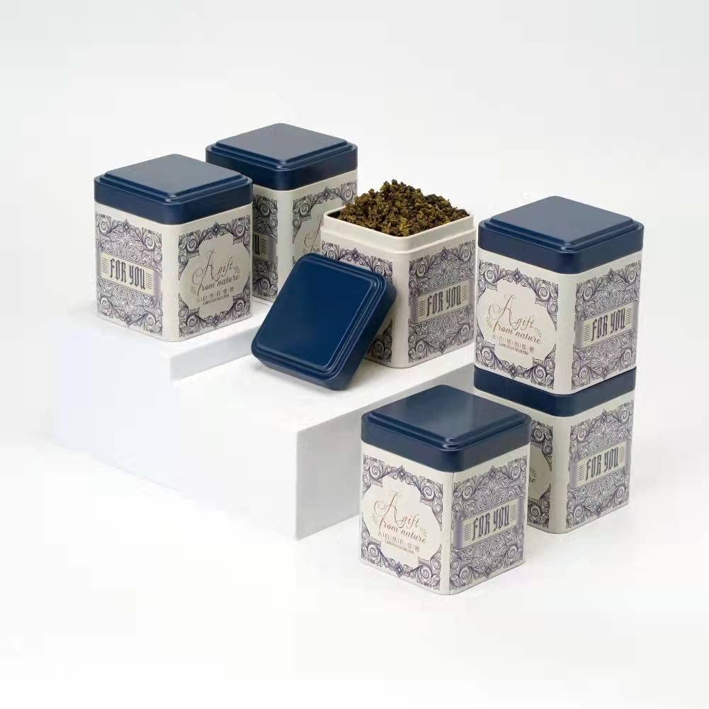 Airtight Tea Tins Canister Set - 6-Piece Blue Loose Leaf Tea Storage Containers with Single Lids for Kitchen, Coffee, Sugar & Spices | Perfect for Pantry Organization & Gift Giving
