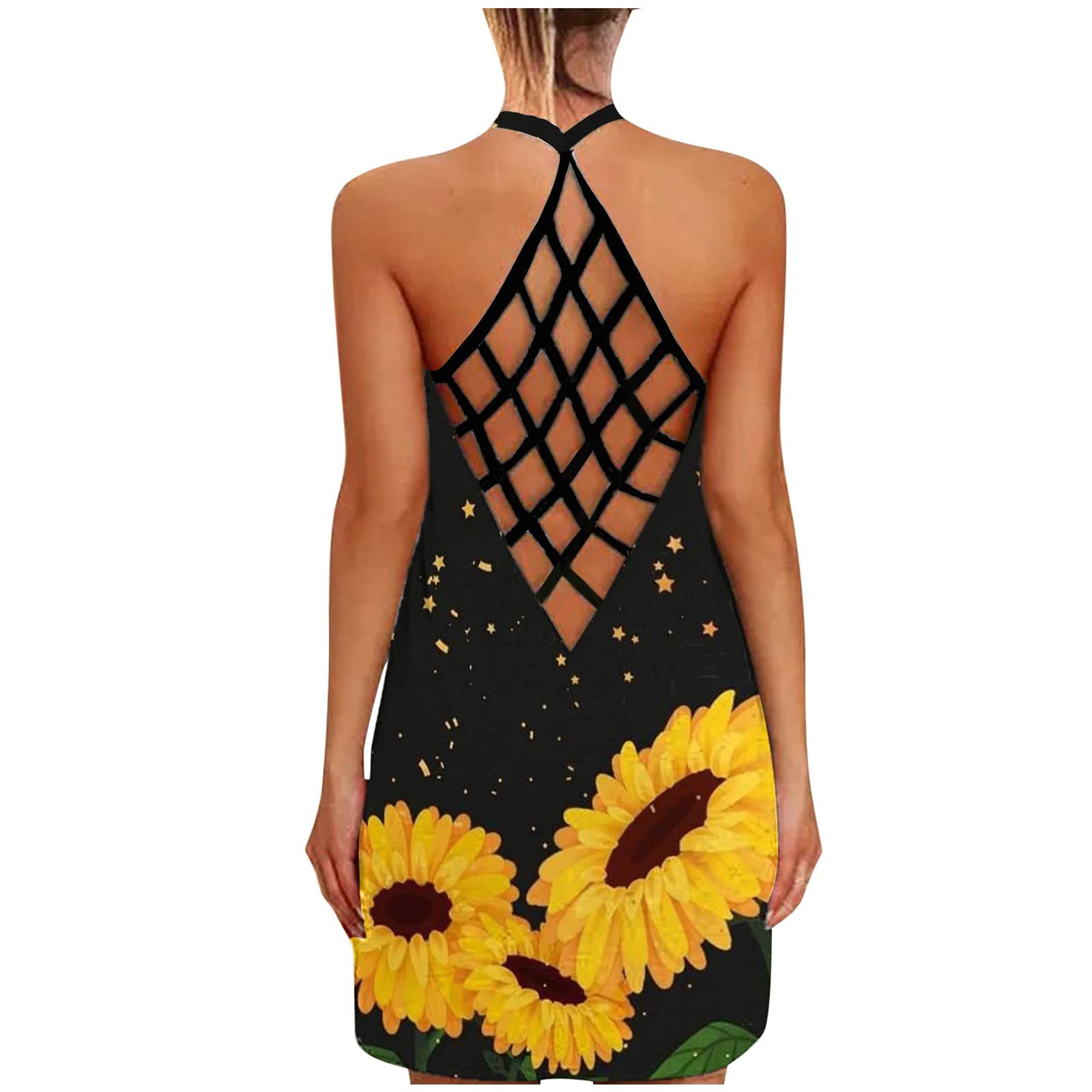 Women's Floral Print Loose Spaghetti Strap Sundress - Casual Sleeveless Summer Beach Dress for Vacation, Poolside, and Outdoor Adventures