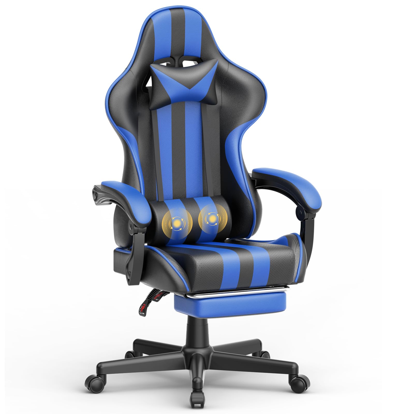 Ferghana Blue Ergonomic Gaming Chair with Adjustable Footrest - High Back PC Computer Game Chair for Adults & Teens - Perfect for Streaming, Esports & Office Work