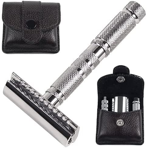 Parker Travel Shave Kit for Men - Premium Dopp Toiletry Bag with Safety Razor, Shaving Brush & Shaving Soap - Perfect for Business Trips, Camping & Grooming Gifts