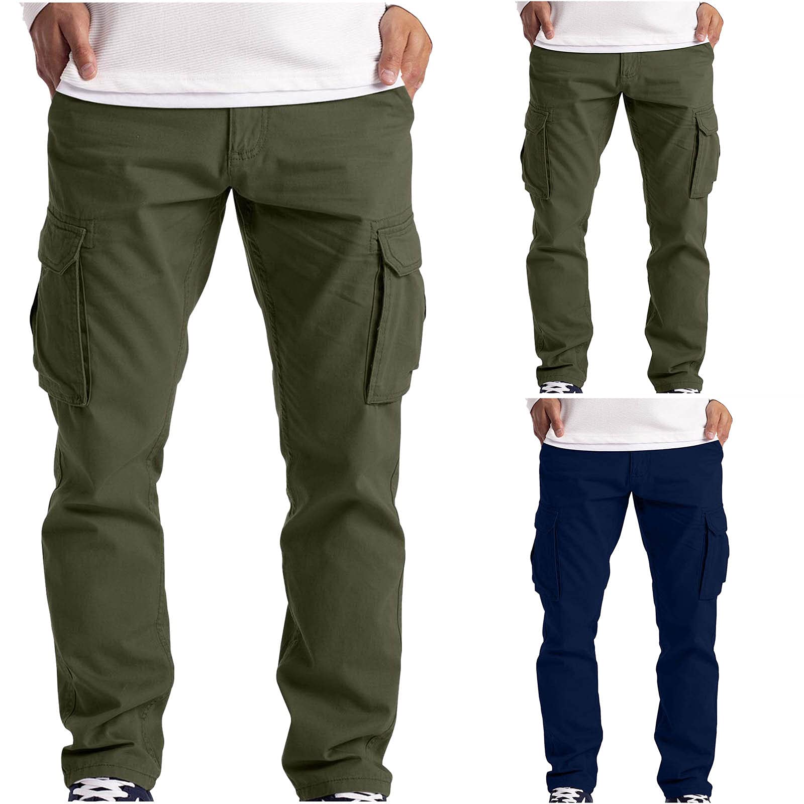 Men's Cargo Pants - 6 Pocket Slim Fit Joggers for Gym, Outdoor & Work | Soft Comfortable Tactical Trousers for Hiking, Casual Wear & Safety