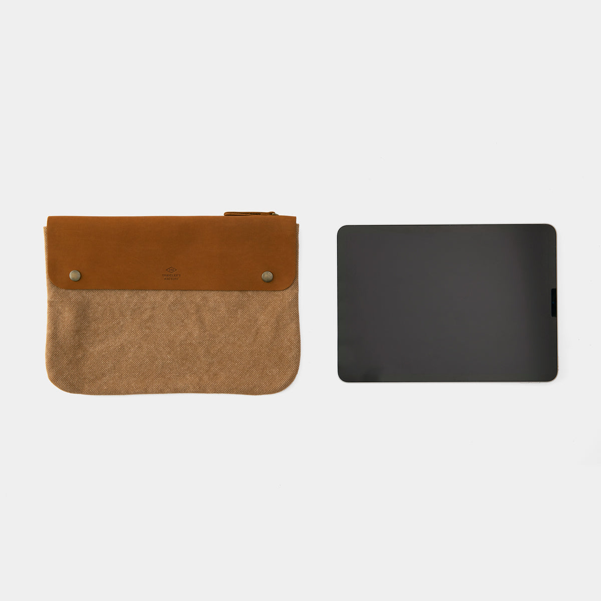 TRAVELER'S COMPANY Traveler's Factory Canvas Pouch M Size Beige - Perfect for Travel, Office & Everyday Essentials Organization