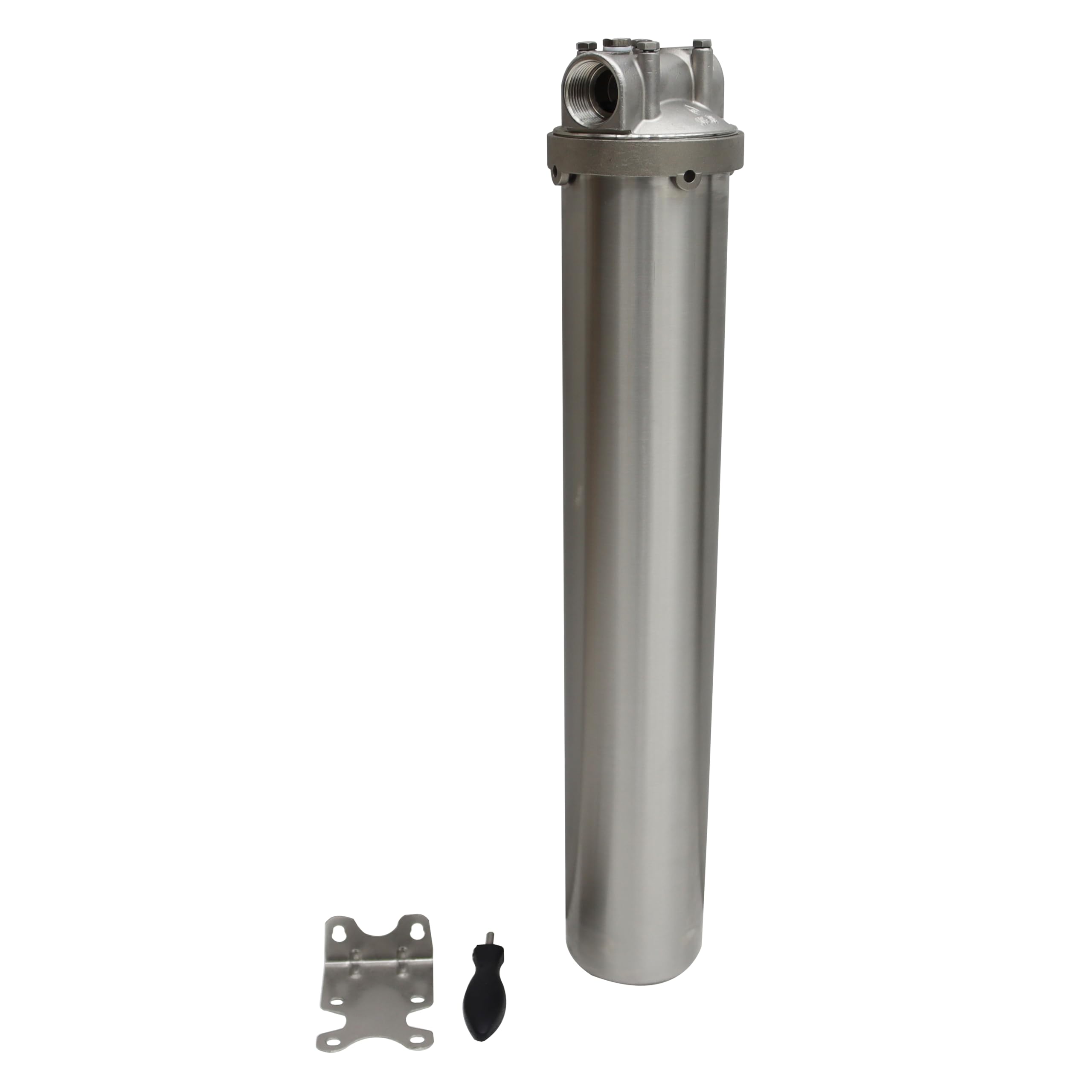 TECHTONGDA Stainless Steel 3/4inch NPT Water Filter Housing for 20inch Long Cartridge - 72psi Rated Pressure - Ideal for Home & Commercial Water Filtration Systems
