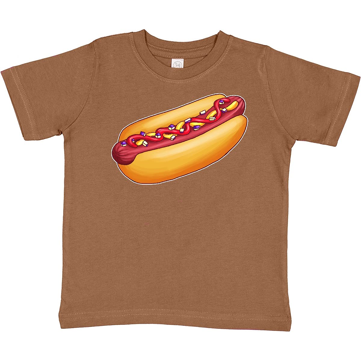 Inktastic Hot Dog Illustration with Mustard Onions and Ketchup Toddler T-Shirt - Cute Graphic Tee for Boys & Girls - Perfect for Playdates, Birthday Parties & Casual Outings
