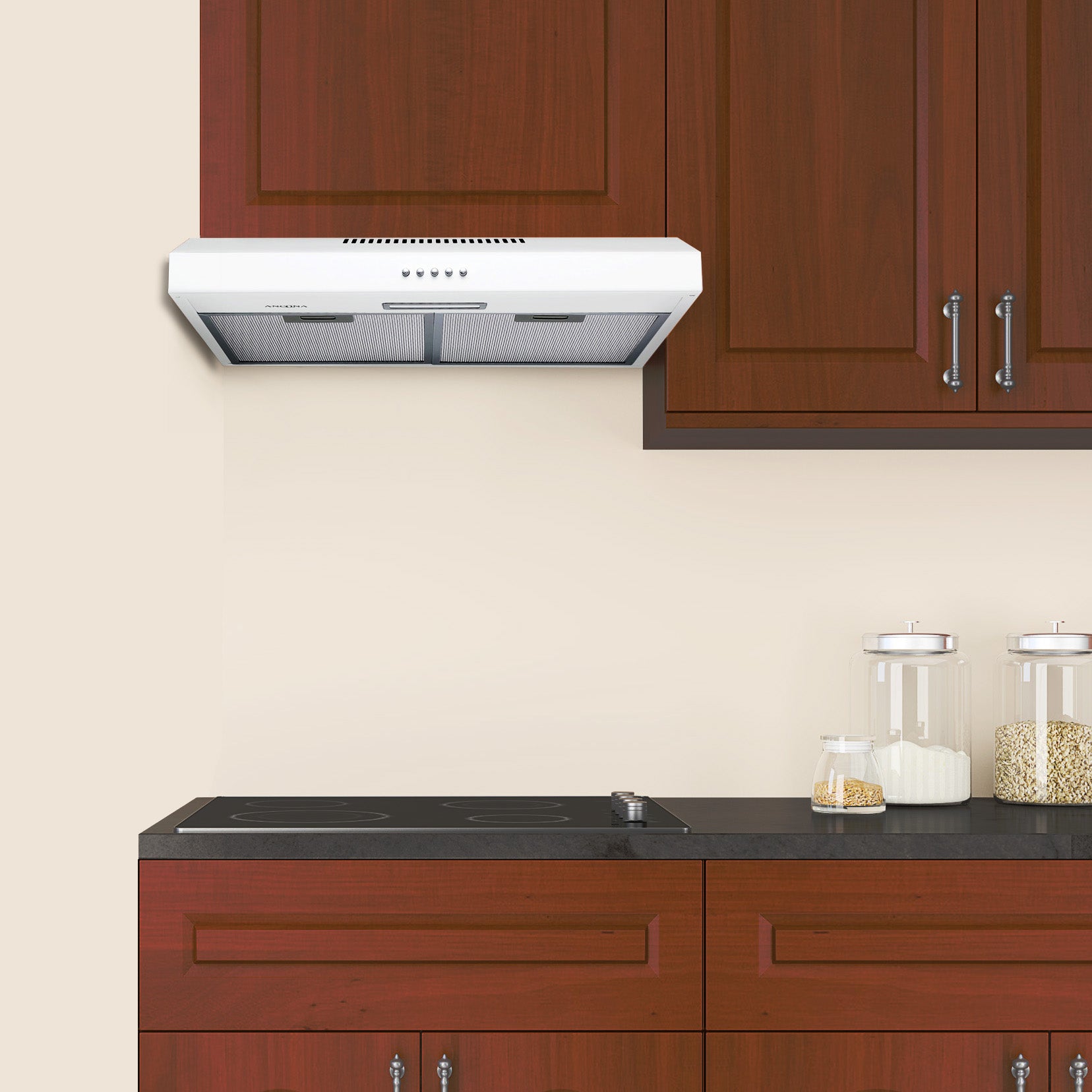24 Inch Convertible Under Cabinet Range Hood in White - Powerful Kitchen Ventilation for Smoke & Odor Removal - Perfect for Small Kitchens & Apartments