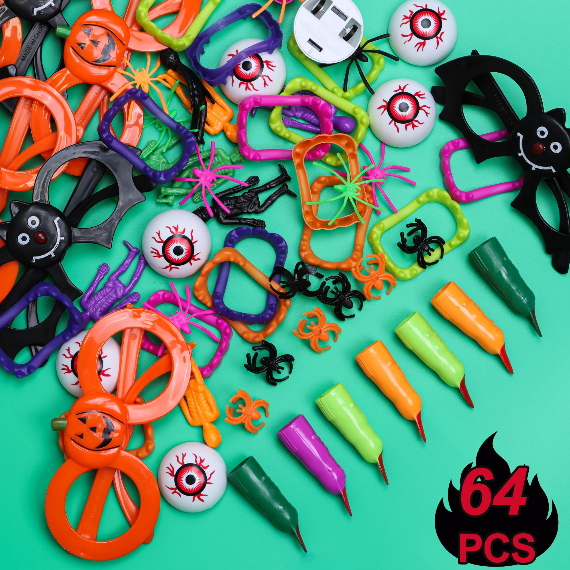 64 PCS Halloween Party Favors Assortment - Spooky Toys for Kids, Trick or Treat Gifts, Treat Bag Fillers & Party Prizes - Perfect for Classroom Celebrations, Neighborhood Halloween Events & Costume Parties